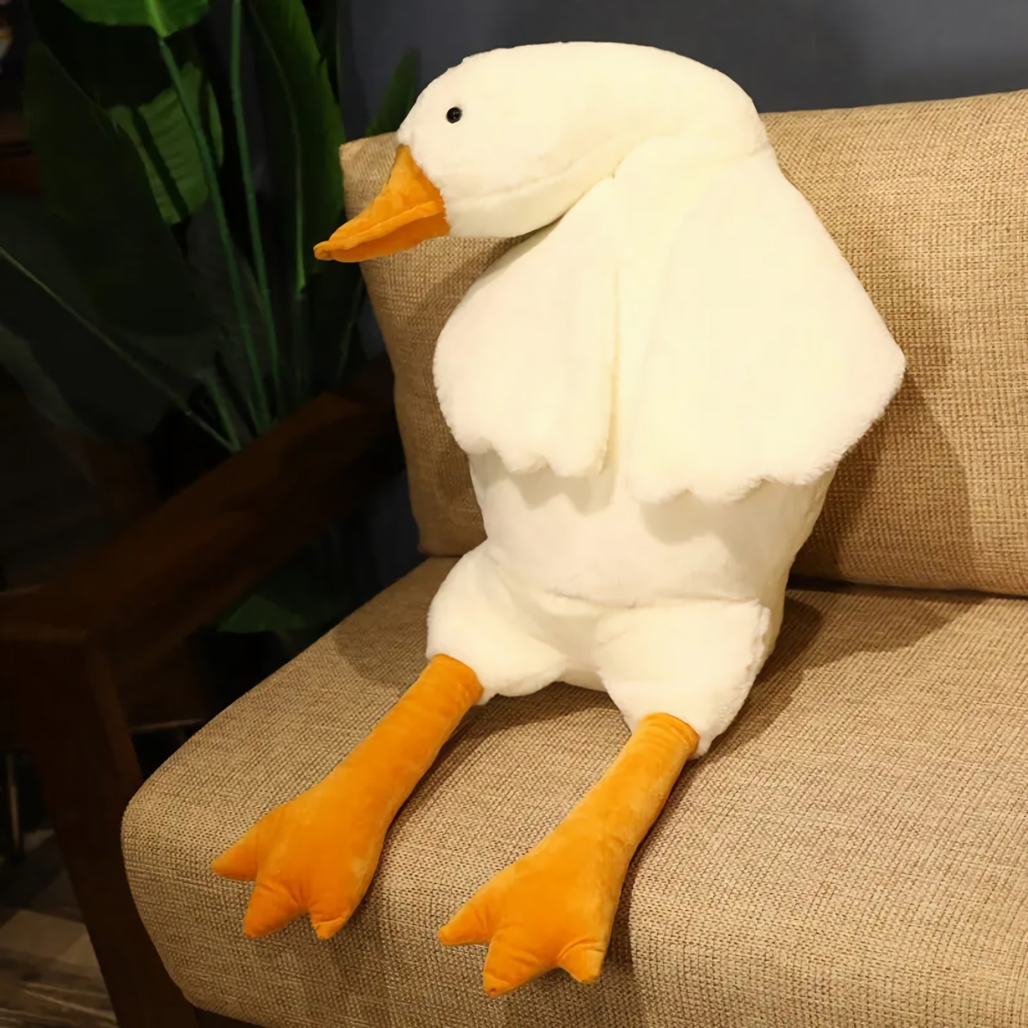 Honk & Snooze Giant Goose Looong Plush Pillow - Hops and Pops - Cute - Plushies - Kawaii - Duck Plush - Relaxed Plush, Sleepy Plush