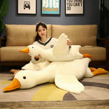 Honk & Snooze Giant Goose Looong Plush Pillow - Hops and Pops - Cute - Plushies - Kawaii - Duck Plush - Gray - Blue - White - Yellow - Pink - Brown