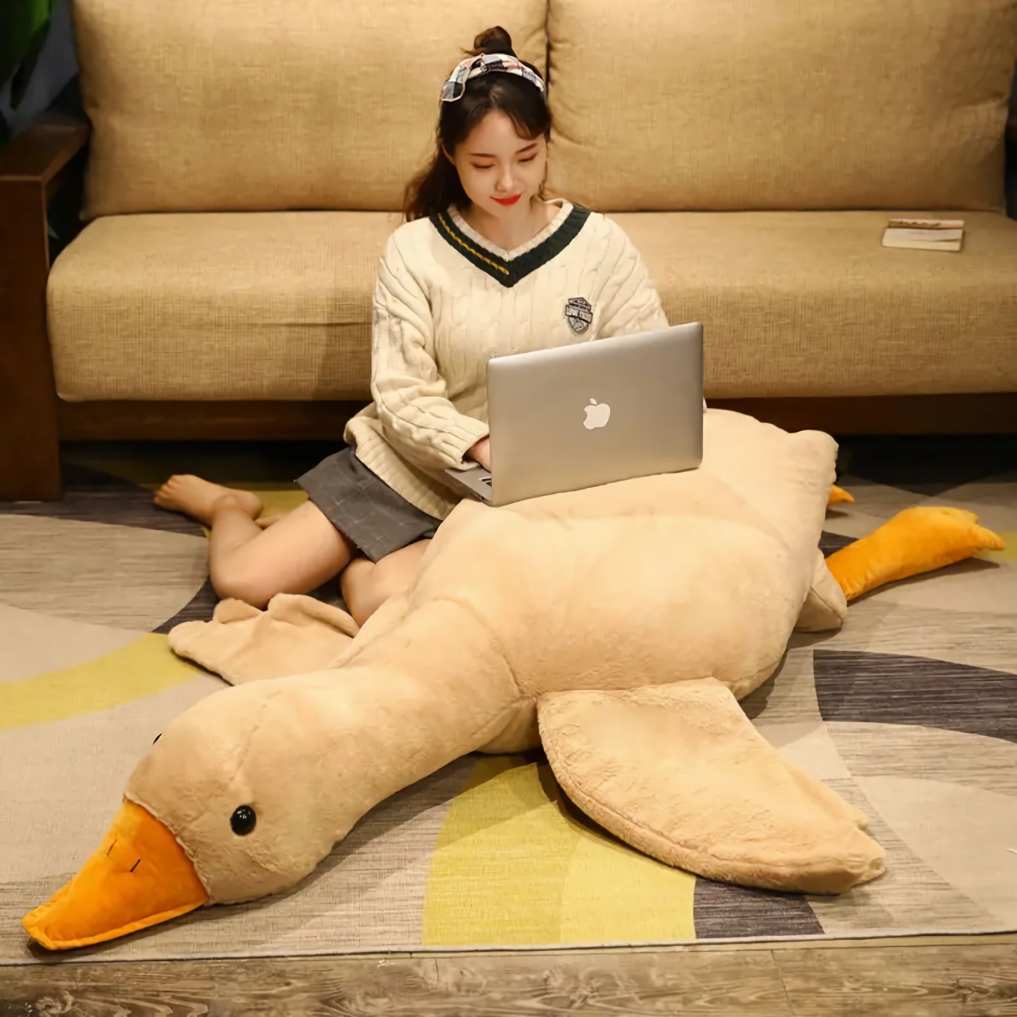Honk & Snooze Giant Goose Looong Plush Pillow - Hops and Pops - Cute - Plushies - Kawaii - Duck Plush - Birds Plush