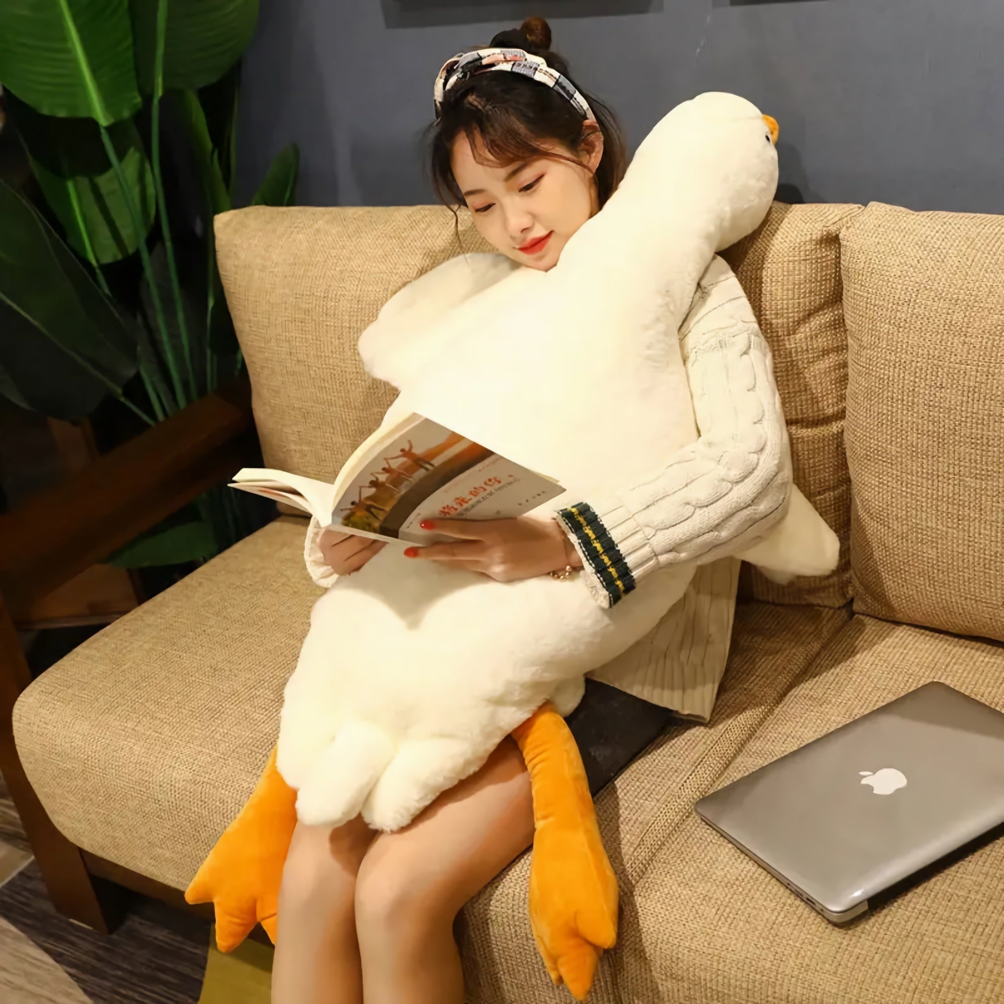 Honk & Snooze Giant Goose Looong Plush Pillow - Hops and Pops - Cute - Plushies - Kawaii - Duck Plush - Stuffed Animals