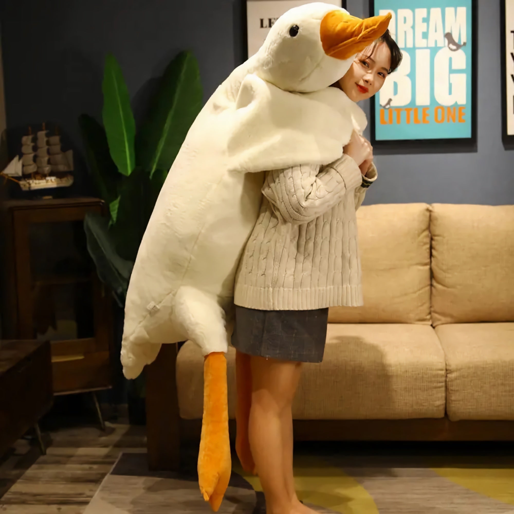 Honk & Snooze Giant Goose Looong Plush Pillow - Hops and Pops - Cute - Plushies - Kawaii - Duck Plush - Theme: Kawaii/Cute, Cartoonish