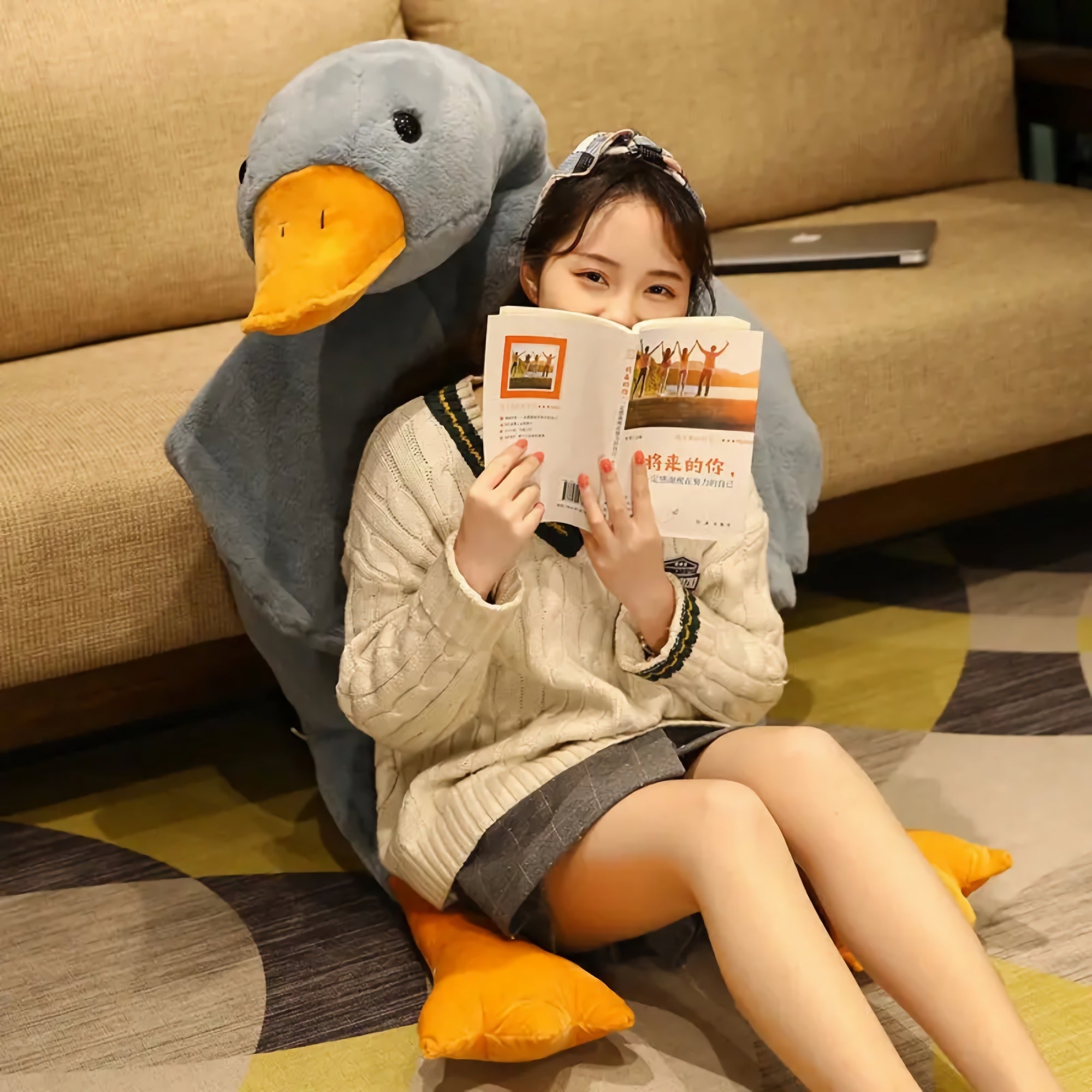 Honk & Snooze Giant Goose Looong Plush Pillow - Hops and Pops - Cute - Plushies - Kawaii - Duck Plush - Stuffed Animals