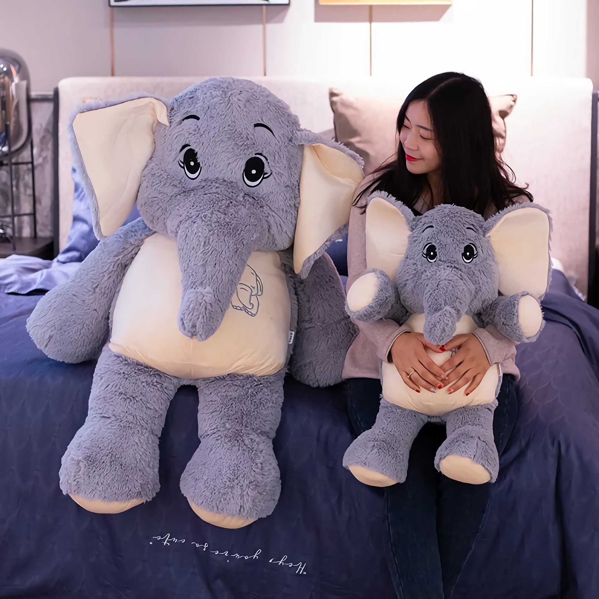 Jumbo Cute Snugglephant Elephant Plush - Hops and Pops - Cute - Plushies - Kawaii - Elephant Plush - Features: Furry