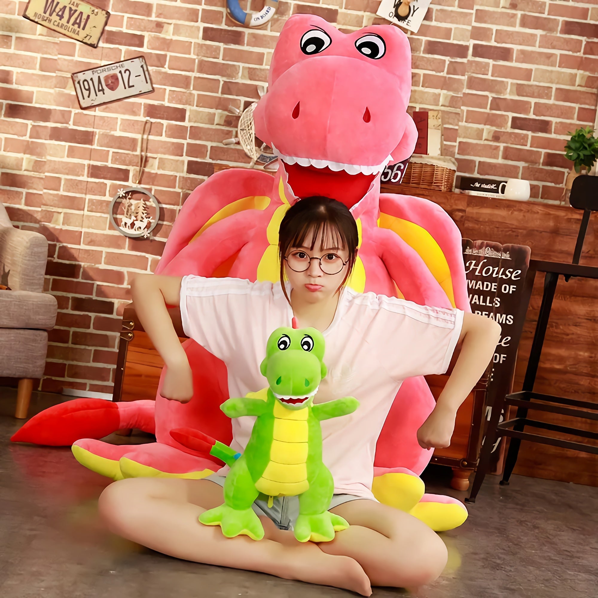 Jumbo Tyrannosaurus Dino Buddies Plush - Hops and Pops - Cute - Plushies - Kawaii - Dinosaur Plush - Stuffed Animals