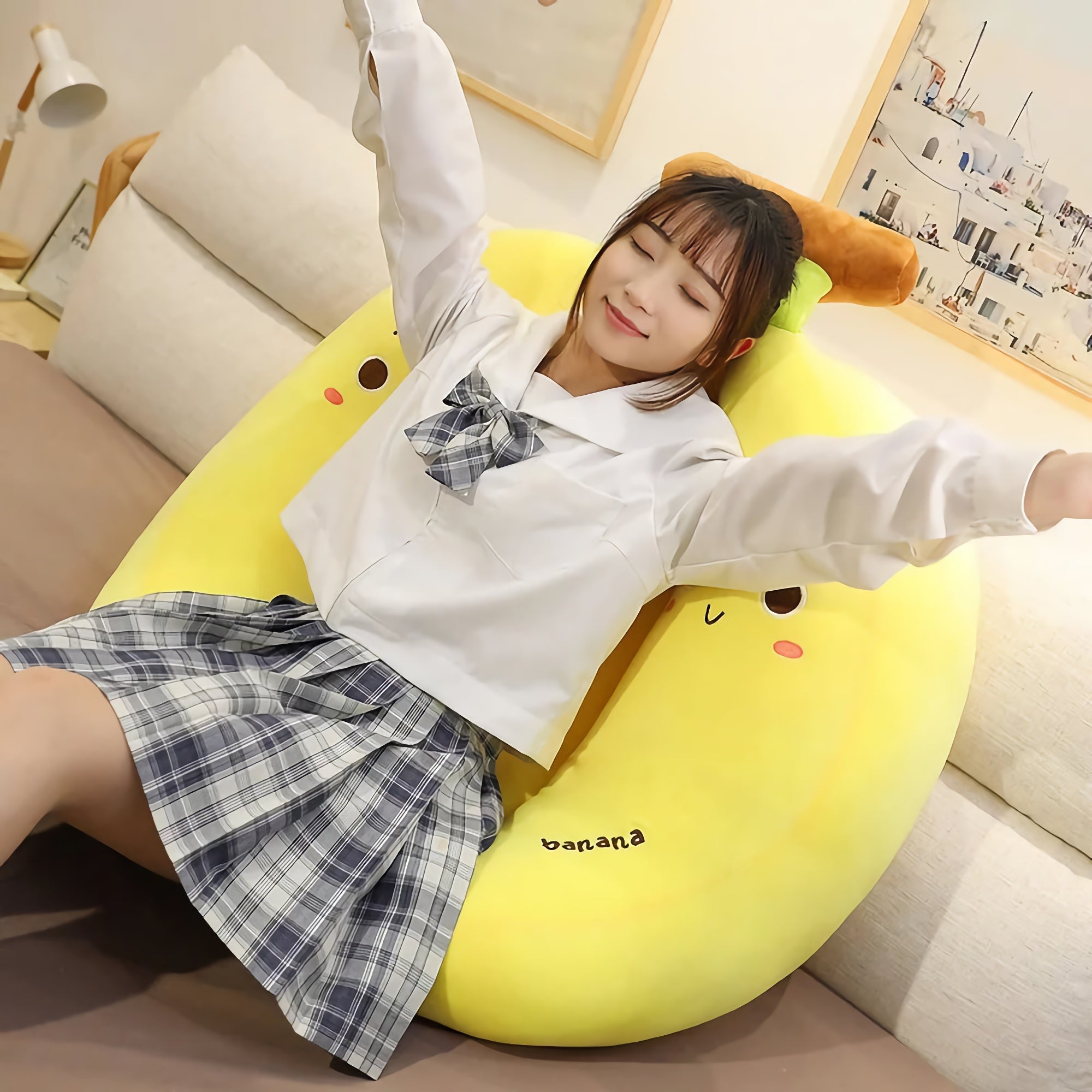 Kawaii Banana Yummy Plushie - Hops and Pops - Cute - Plushies - Kawaii - Fruits Plush - Size: Regular - Size: Big