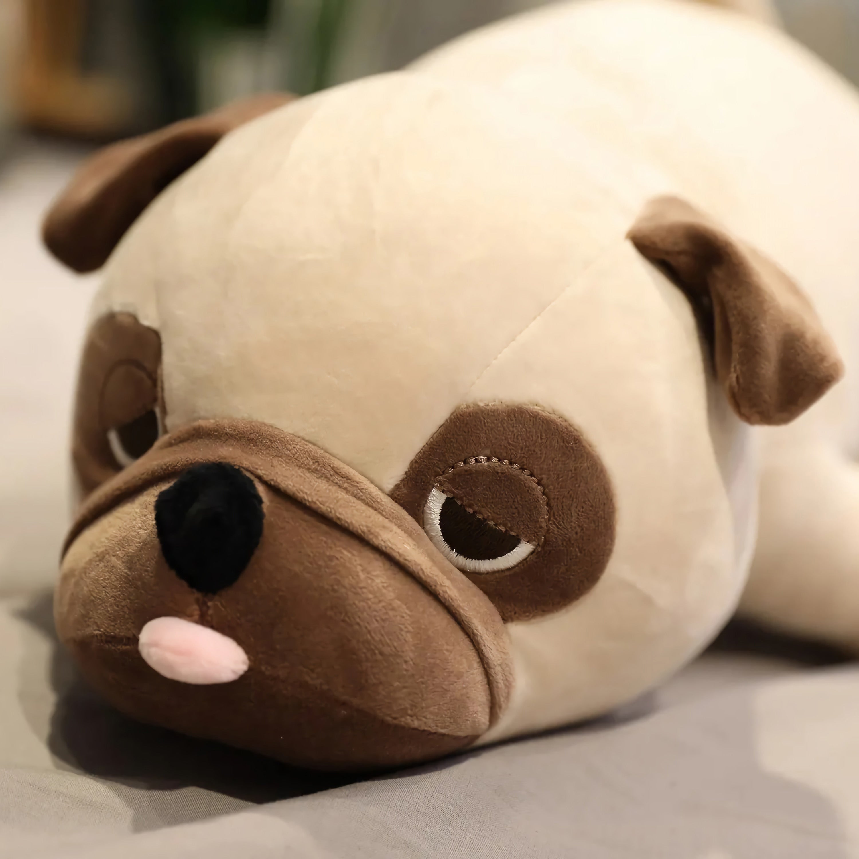 Lazy Pug Loaf Plush - Hops and Pops - Cute - Plushies - Kawaii - Dog Plush - Beige