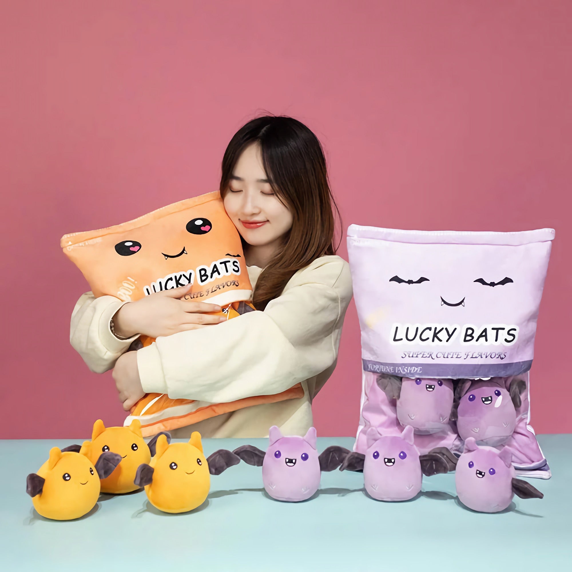 Lucky Bats Peekaboo Plush Set - Hops and Pops - Cute - Plushies - Kawaii - Bat Plush - Stuffed Animals