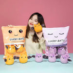 Lucky Bats Peekaboo Plush Set - Hops and Pops - Cute - Plushies - Kawaii - Bat Plush - Purple - Yellow