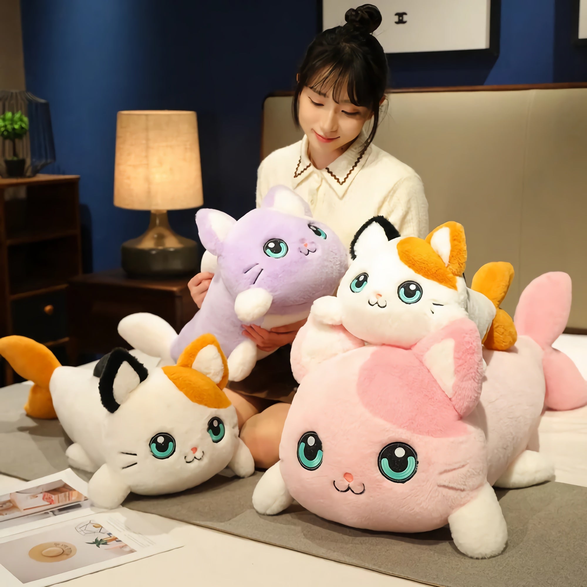 Mermeow Plush Magical Cat-Fish Pillow - Hops and Pops - Cute - Plushies - Kawaii - Stuffed Animals
