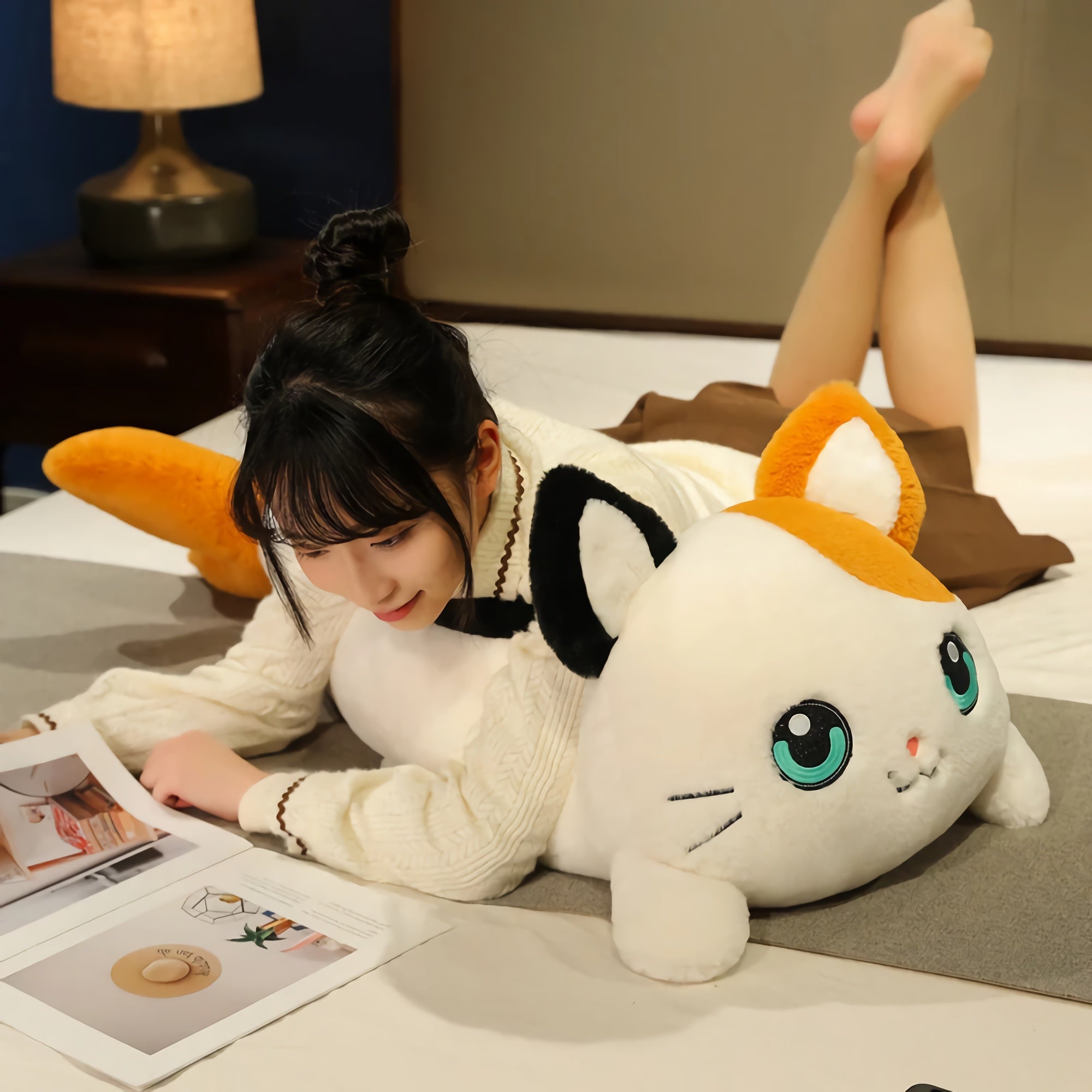Mermeow Plush Magical Cat-Fish Pillow - Hops and Pops - Cute - Plushies - Kawaii - Shape: Long