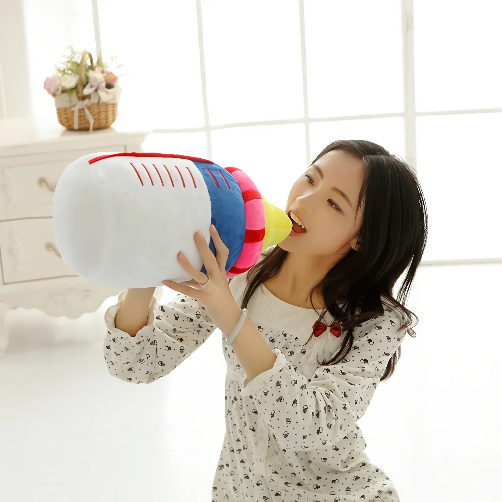 Milky Snuggle Bottle, Soft Plush Hug Buddy - Hops and Pops - Cute - Plushies - Kawaii - Sweets Plush - Standing Plush