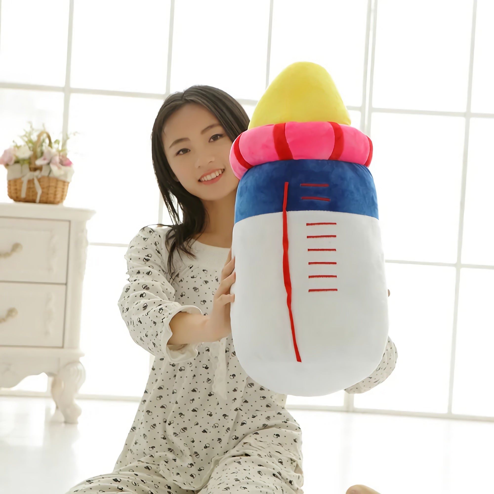 Milky Snuggle Bottle, Soft Plush Hug Buddy - Hops and Pops - Cute - Plushies - Kawaii - Sweets Plush - Stuffed Animals