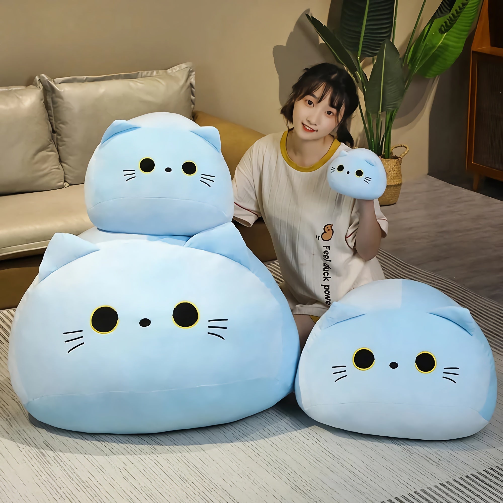 Mochi Meow Chubby Cat Plushie - Hops and Pops - Cute - Plushies - Kawaii - Cat Plush - Size: Small - Size: Regular