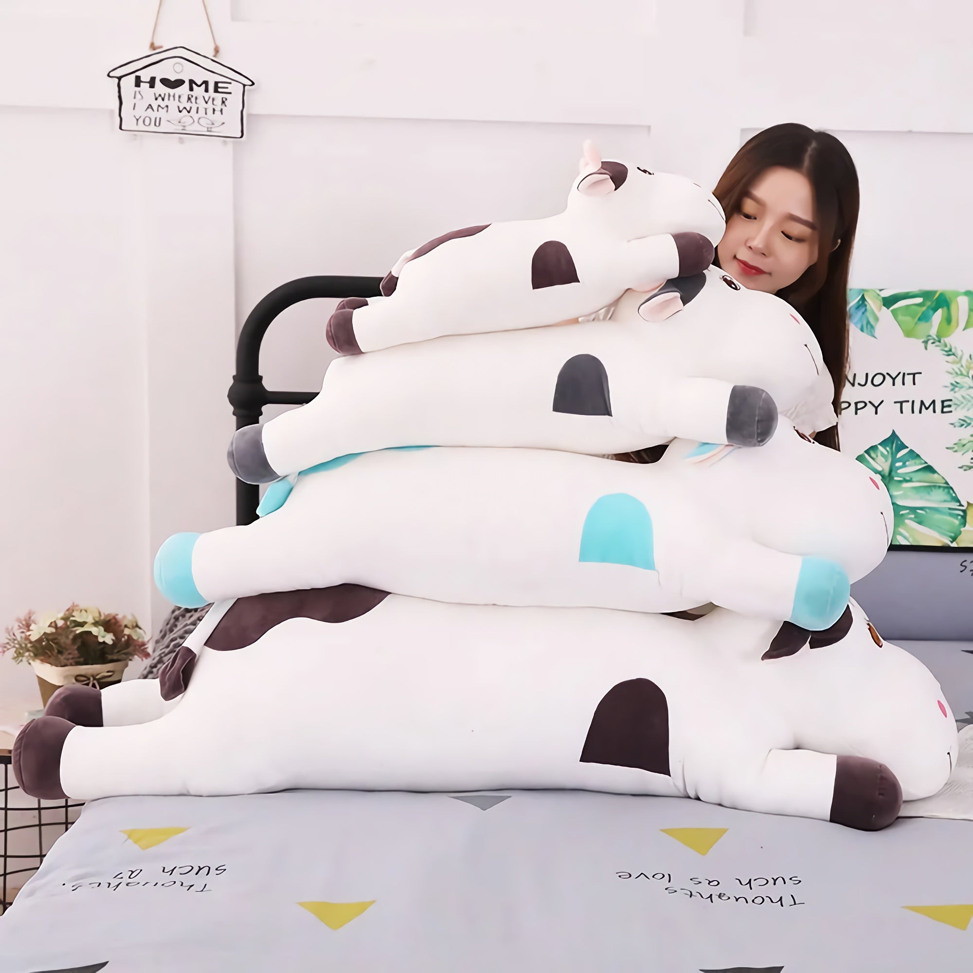 MooBuddies Huggable Looong Cow Plush - Hops and Pops - Cute - Plushies - Kawaii - Cow Plush - Shape: Long