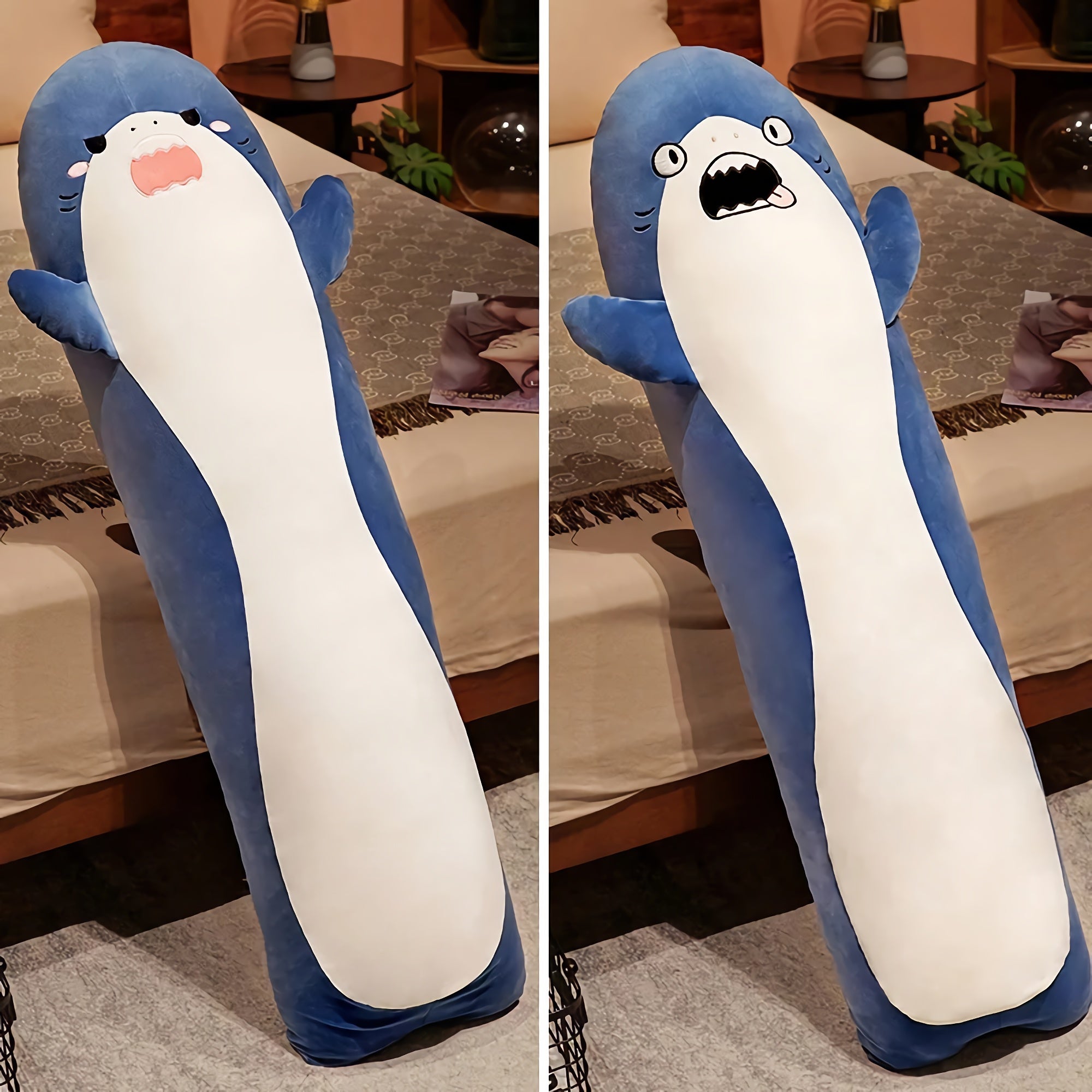 Mood Sharks, Looong Plush Sea Pals - Hops and Pops - Cute - Plushies - Kawaii - Shark Plush - Stuffed Animals