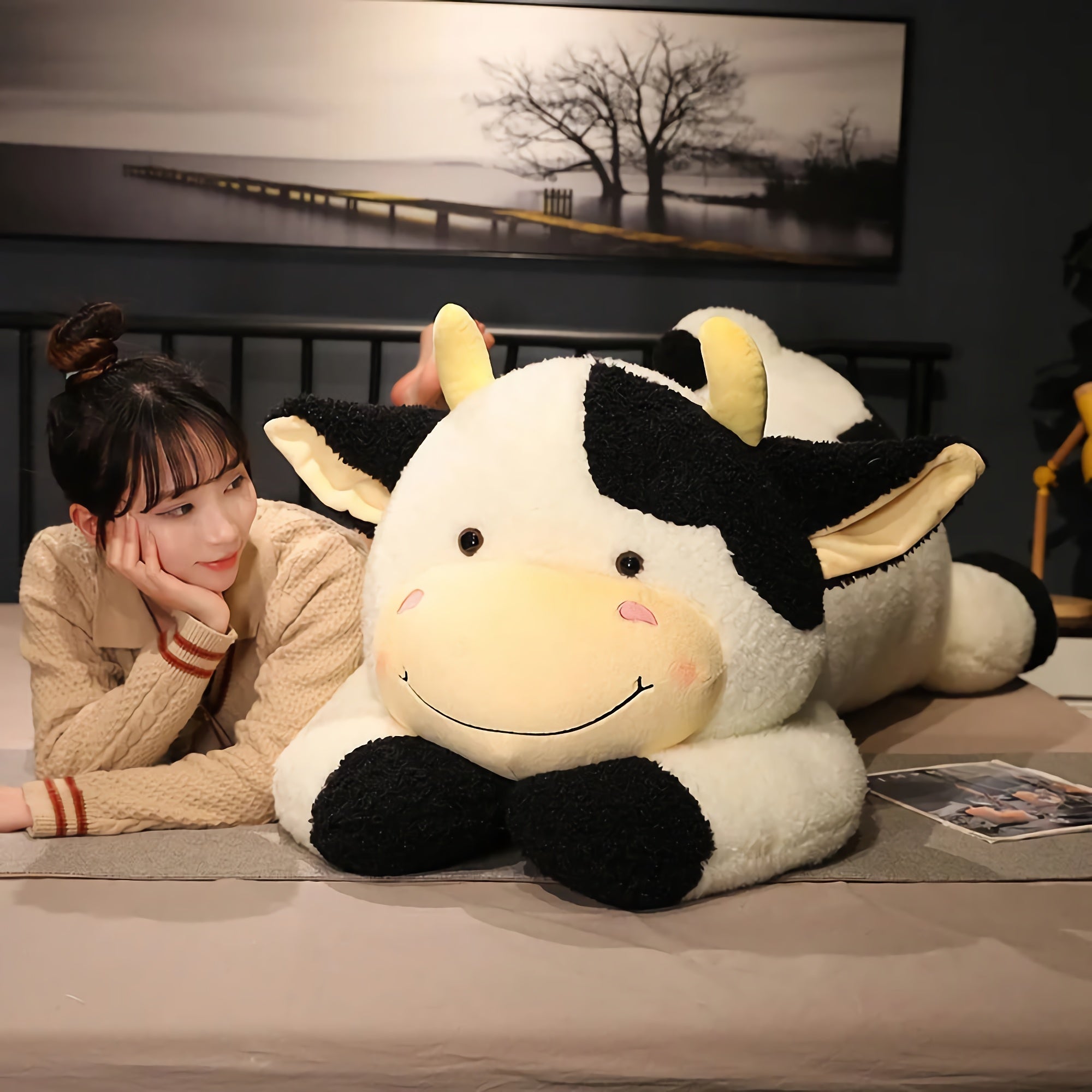 MooMoo Cuddle Cow Plush - Hops and Pops - Cute - Plushies - Kawaii - Cow Plush - Stuffed Animals