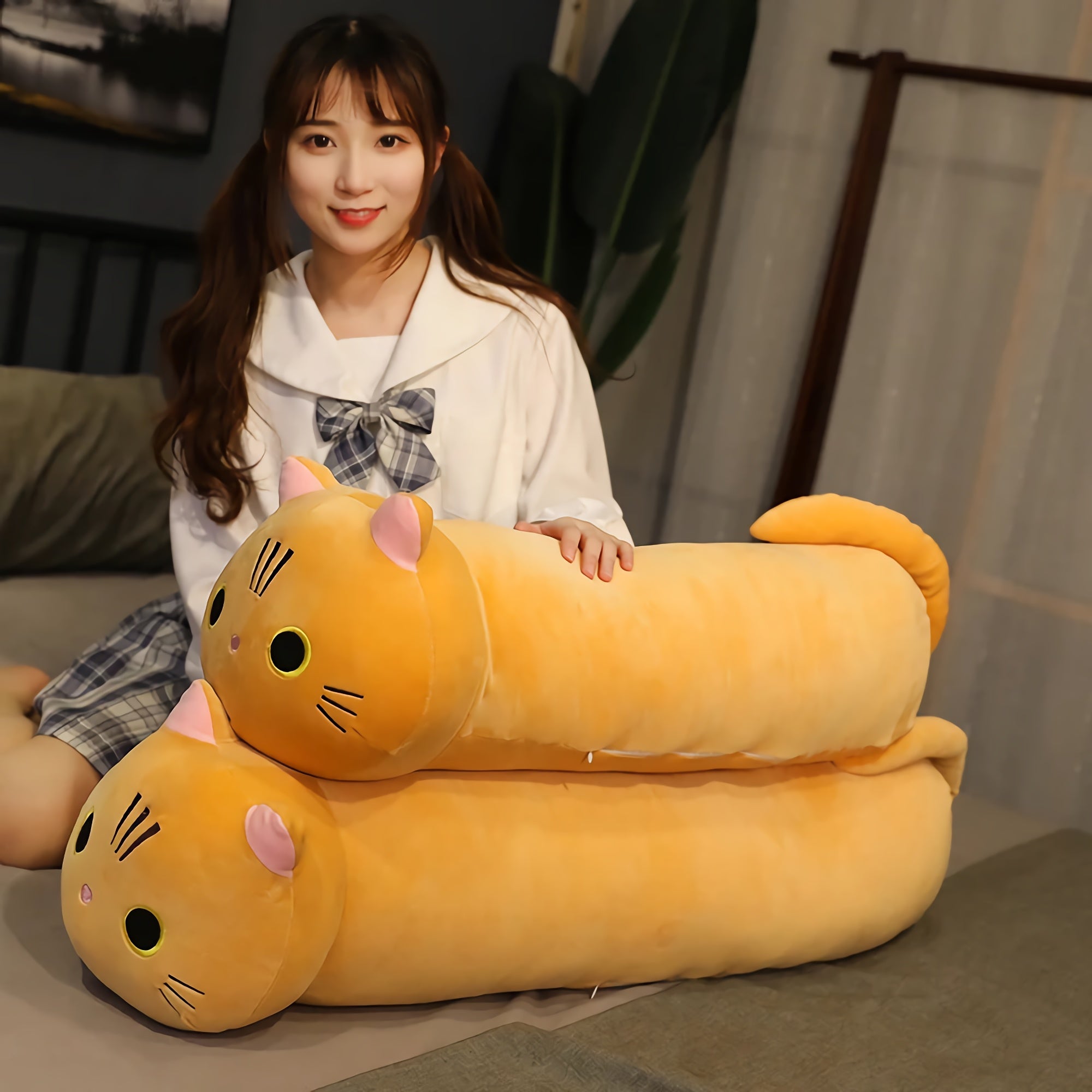 Neko Noodle Looong Cat Plushie - Hops and Pops - Cute - Plushies - Kawaii - Cat Plush - Stuffed Animals