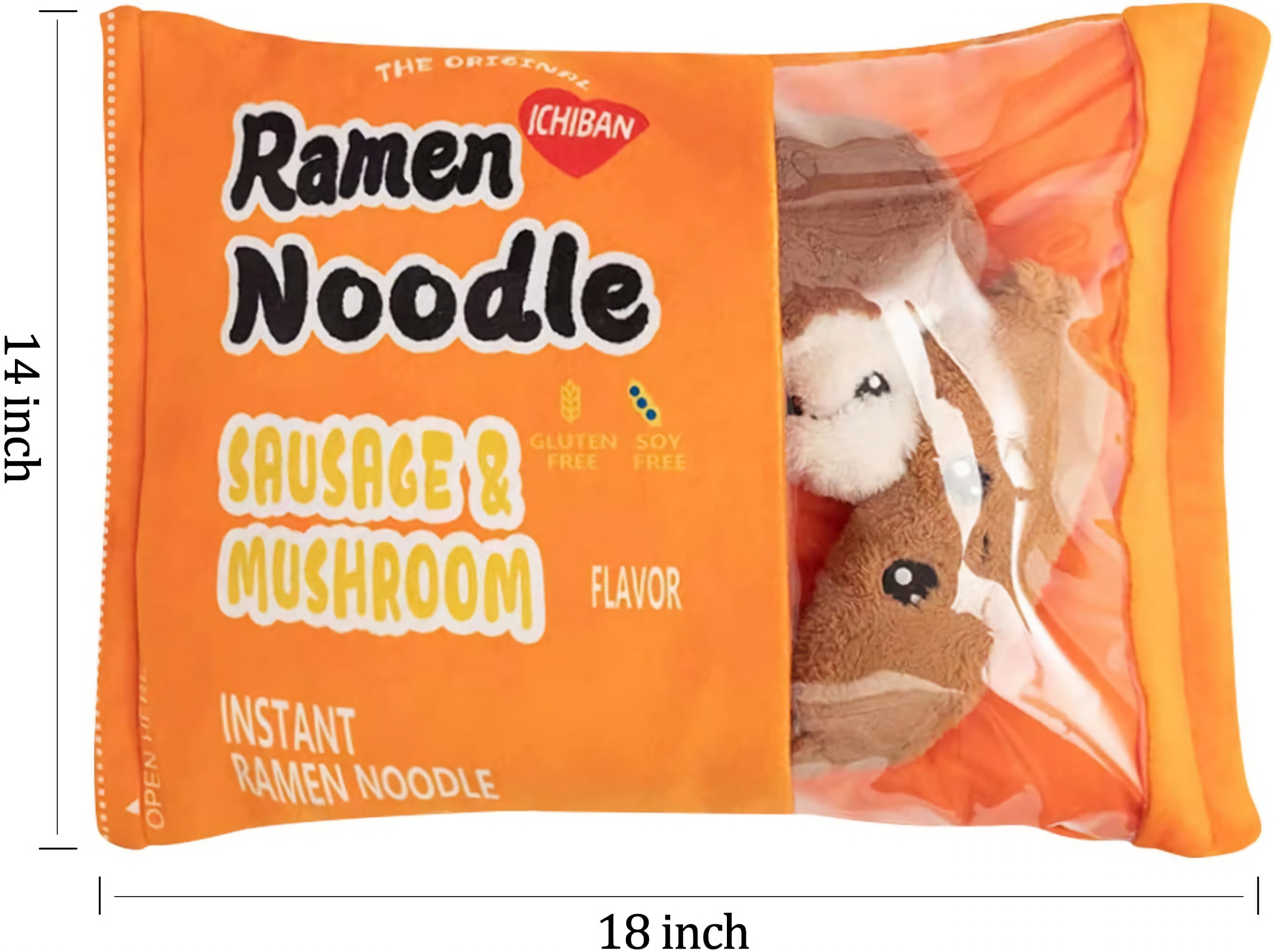 Orange Ramen Sausage & Mushroom Peeakaboo Plush Set - Hops and Pops - Cute - Plushies - Kawaii - Stuffed Animals