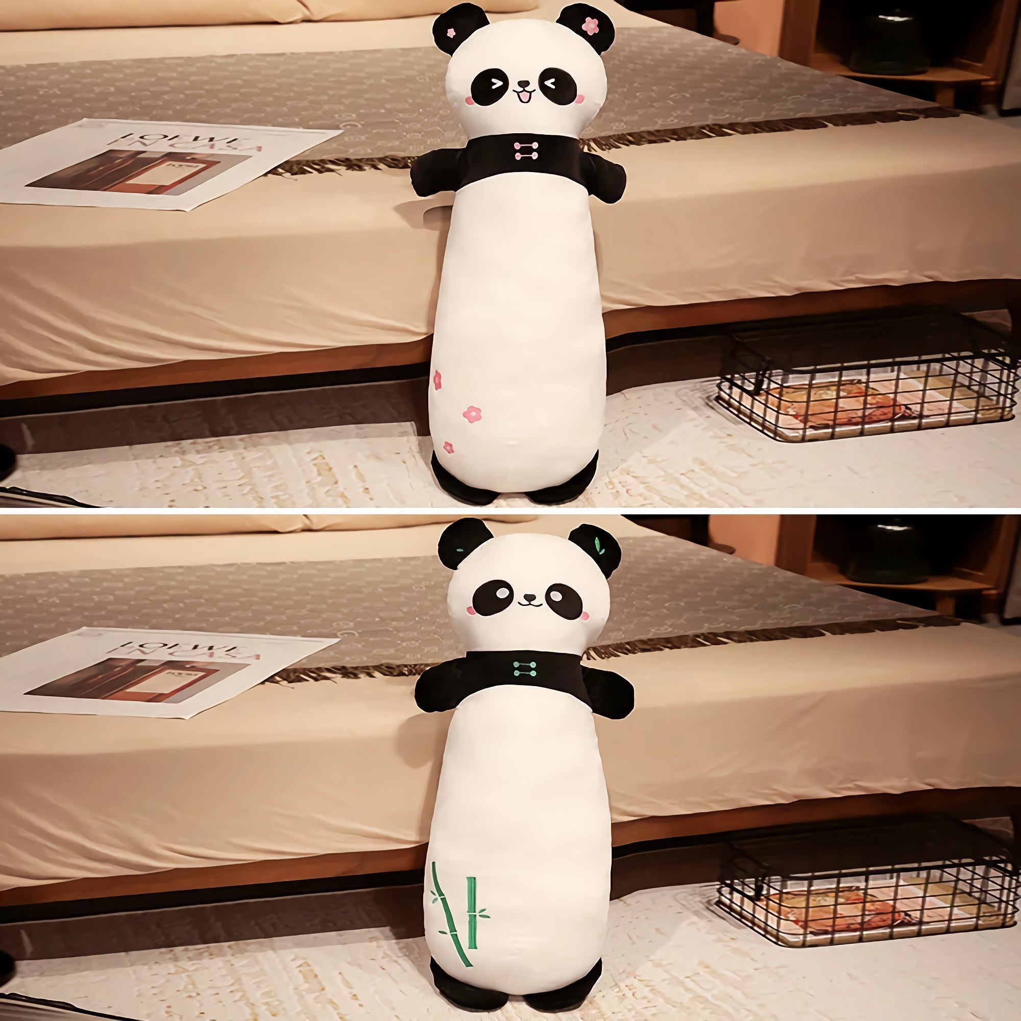 Panda Cuddle Plush Bolster Pillow - Hops and Pops - Cute - Plushies - Kawaii - Panda Plush - Stuffed Animals