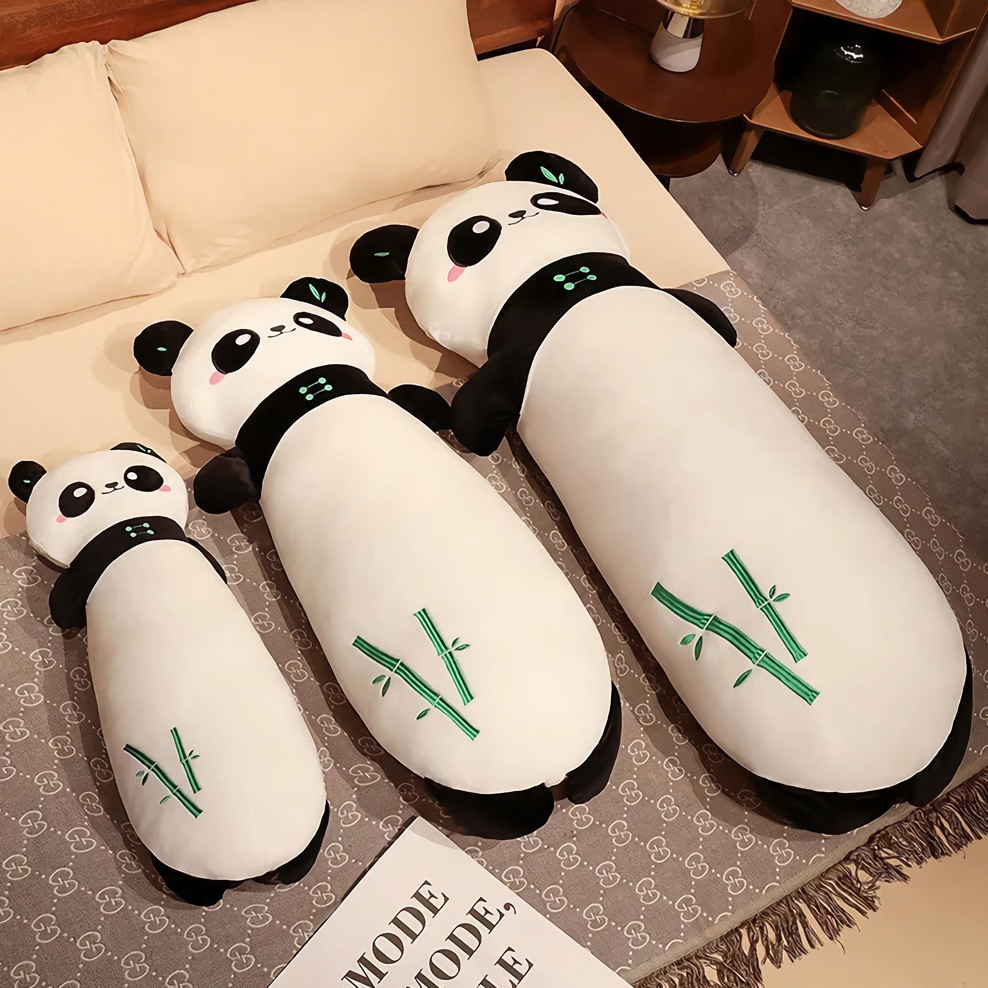 Panda Cuddle Plush Bolster Pillow - Hops and Pops - Cute - Plushies - Kawaii - Panda Plush - Stuffed Animals