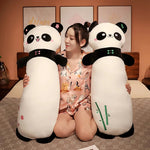 Panda Cuddle Plush Bolster Pillow - Hops and Pops - Cute - Plushies - Kawaii - Panda Plush - Black - White