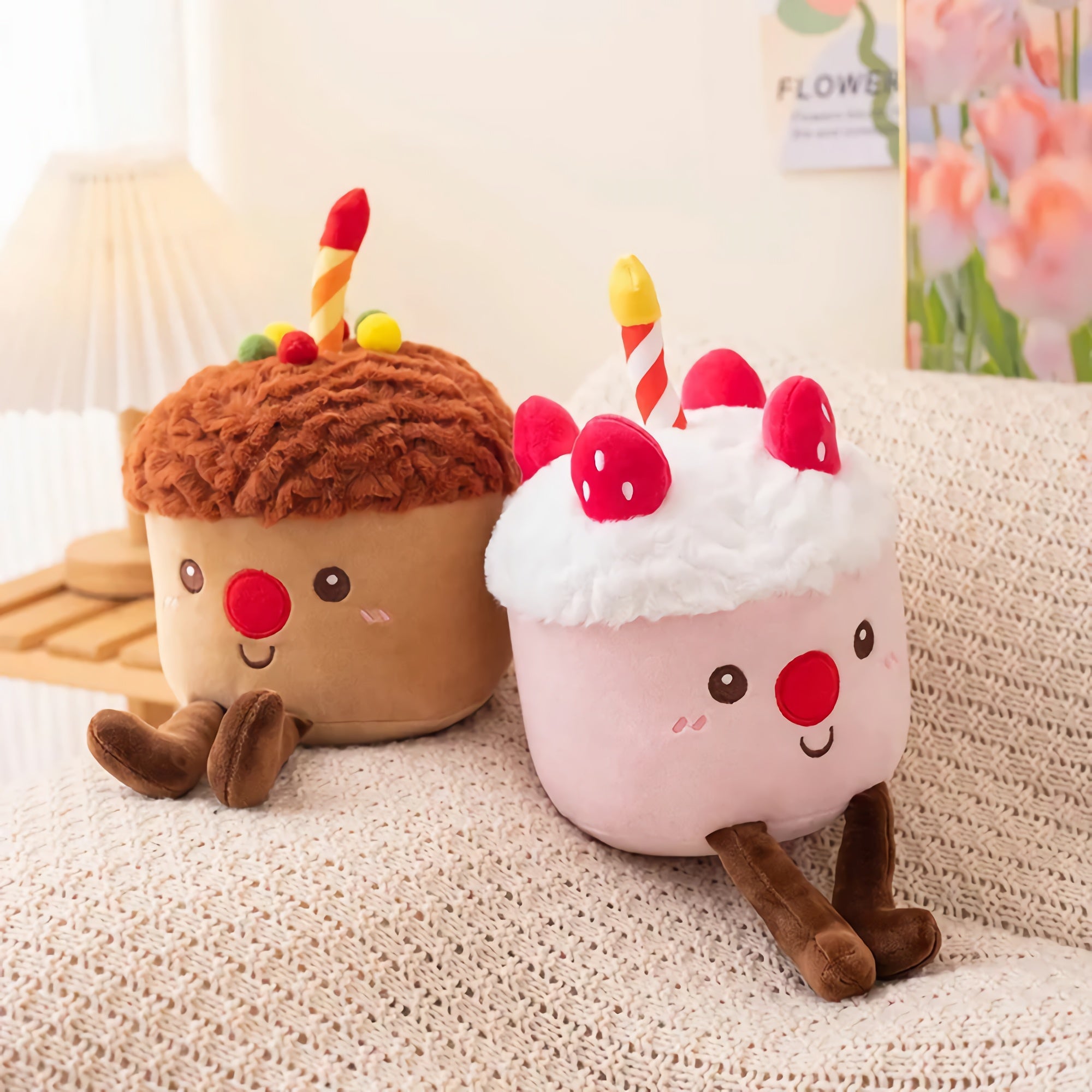 Party Puff Cakes, Kawaii Dessert Plush Buddies - Hops and Pops - Cute - Plushies - Kawaii - Sweets Plush - Stuffed Animals