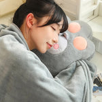 Pawfect Plush 3-in-1 Hand Warmer & Blanket Set - Hops and Pops - Cute - Plushies - Kawaii - Cat Plush - Panda Plush - Rabbit Plush - Bear Plush - Purple - Blue - Green - Brown - Gray - White - Pink