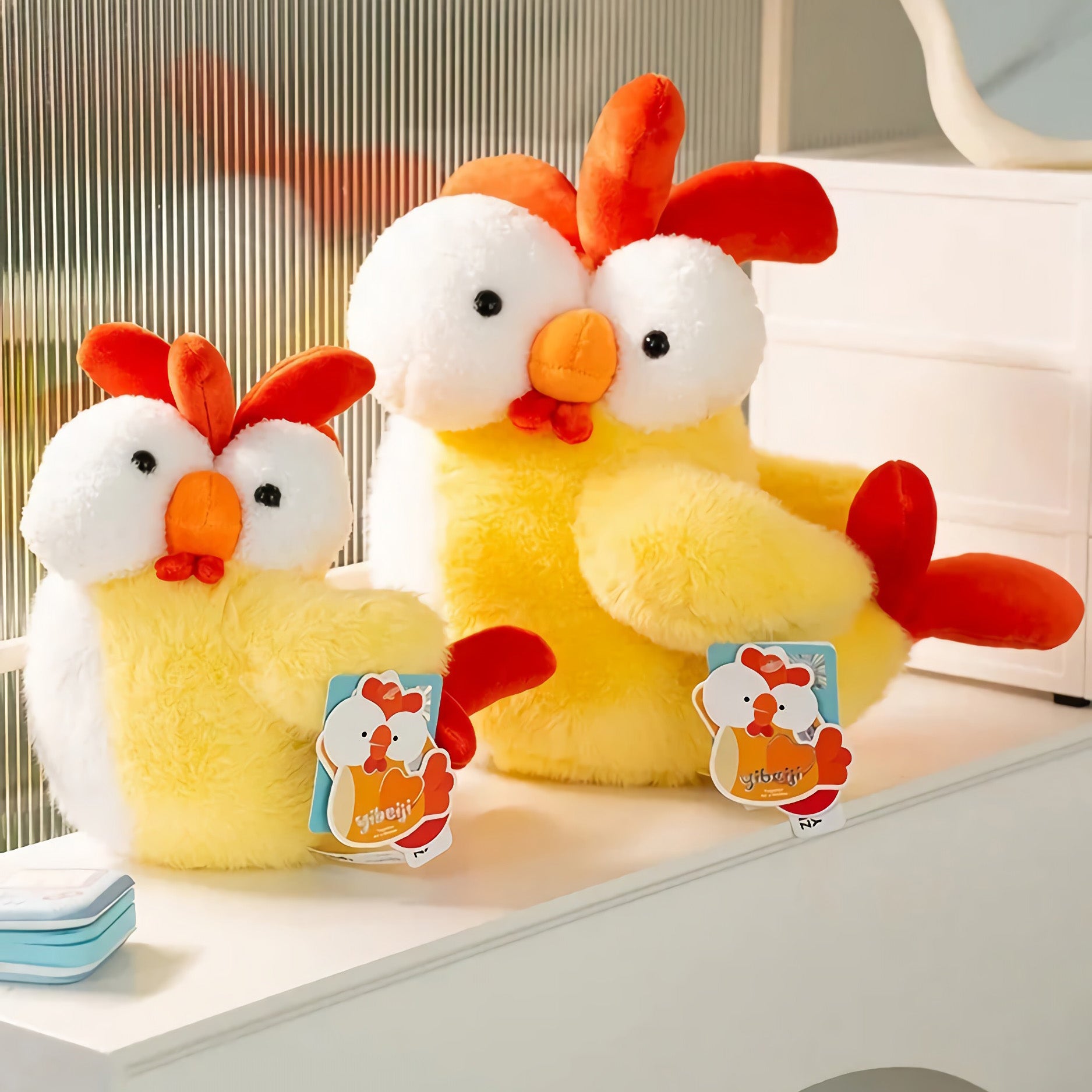 Plump Pecky Stuffed Plushie - Hops and Pops - Cute - Plushies - Kawaii - Chicken Plush - Stuffed Animals
