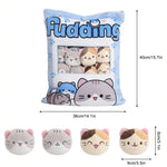 Pudding Pocket Cats, Peekaboo Plush Cushion Set - Hops and Pops - Cute - Plushies - Kawaii - Cat Plush - Pet Animals Plush