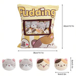 Pudding Pocket Cats, Peekaboo Plush Cushion Set - Hops and Pops - Cute - Plushies - Kawaii - Cat Plush - Stuffed Animals
