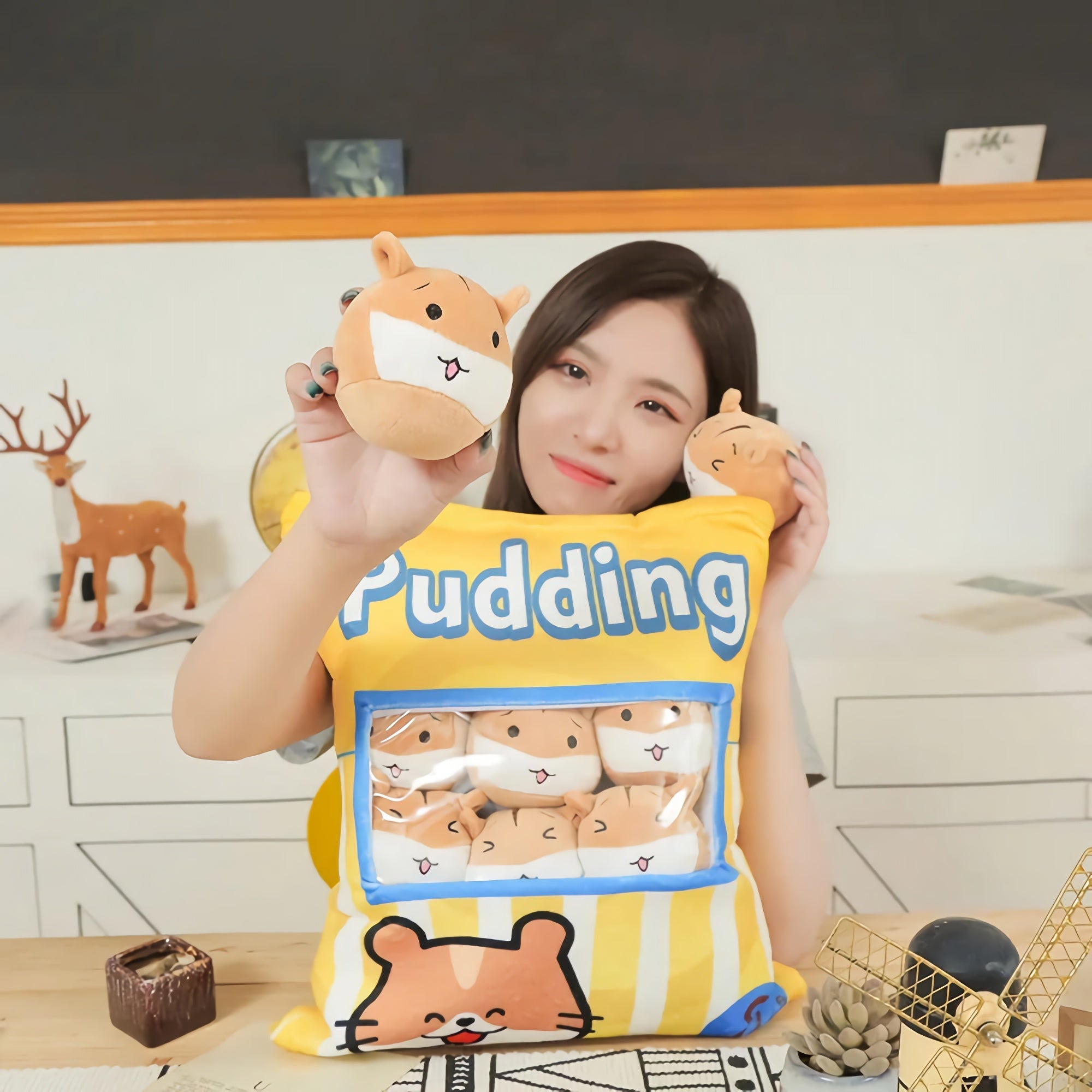 Pudding Puff Hamsters Peekaboo Plush Set - Hops and Pops - Cute - Plushies - Kawaii - Hamster Plush - Stuffed Animals