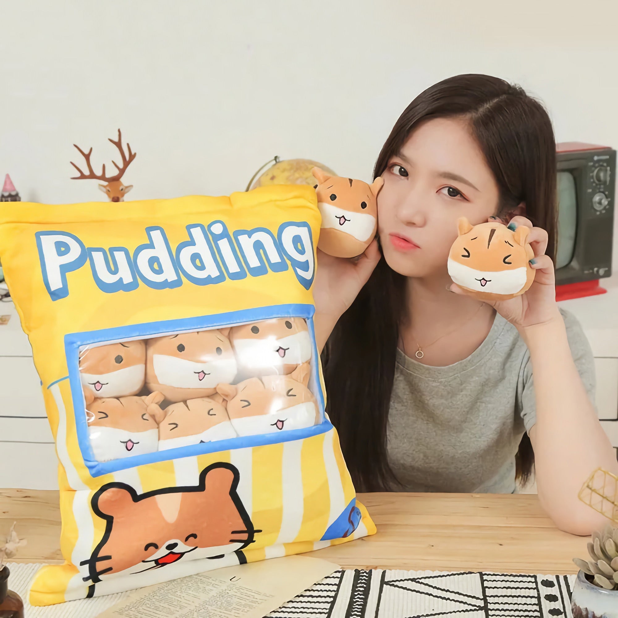 Pudding Puff Hamsters Peekaboo Plush Set - Hops and Pops - Cute - Plushies - Kawaii - Hamster Plush - Size: Regular