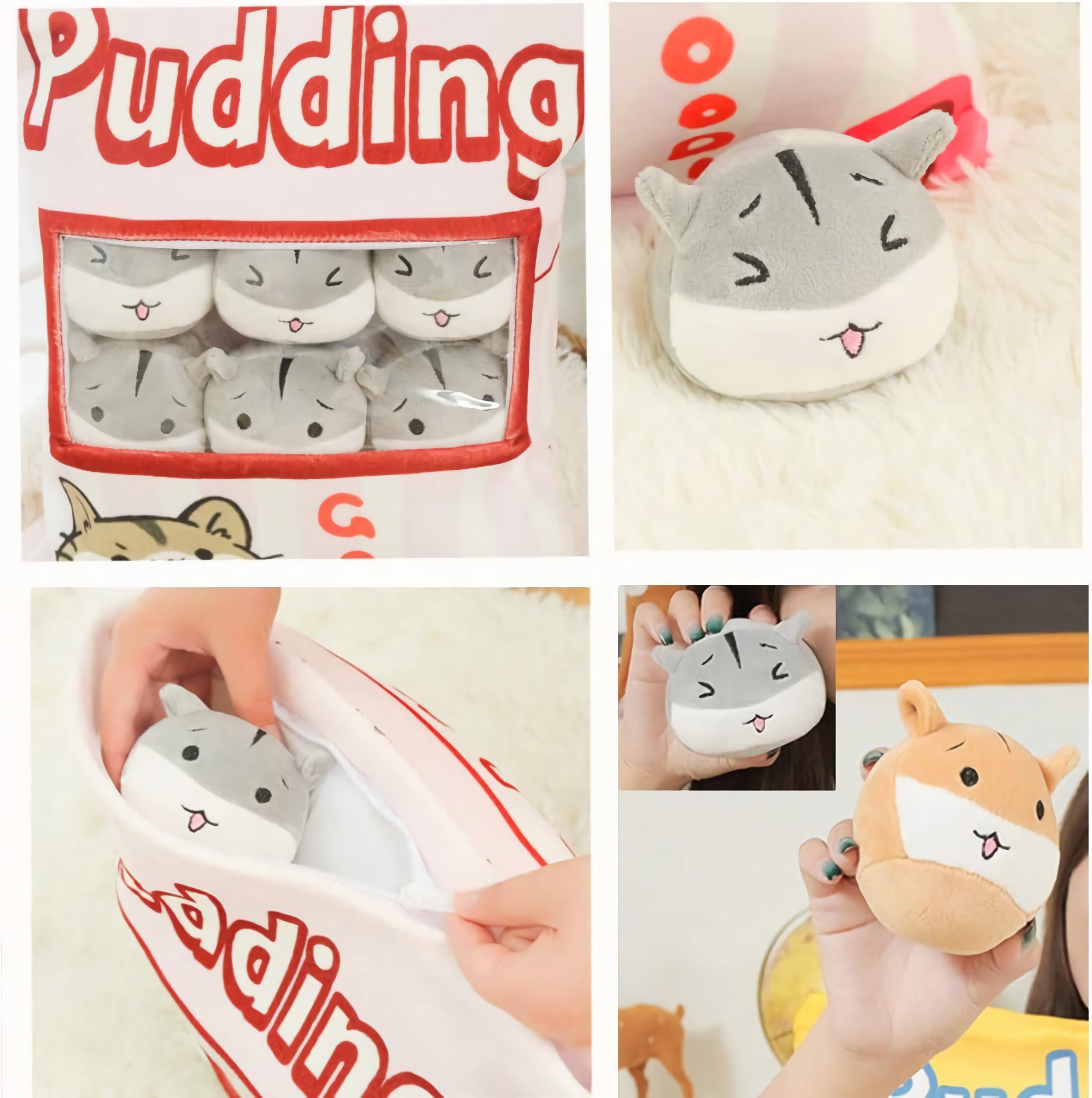 Pudding Puff Hamsters Peekaboo Plush Set - Hops and Pops - Cute - Plushies - Kawaii - Hamster Plush - Happy Plush