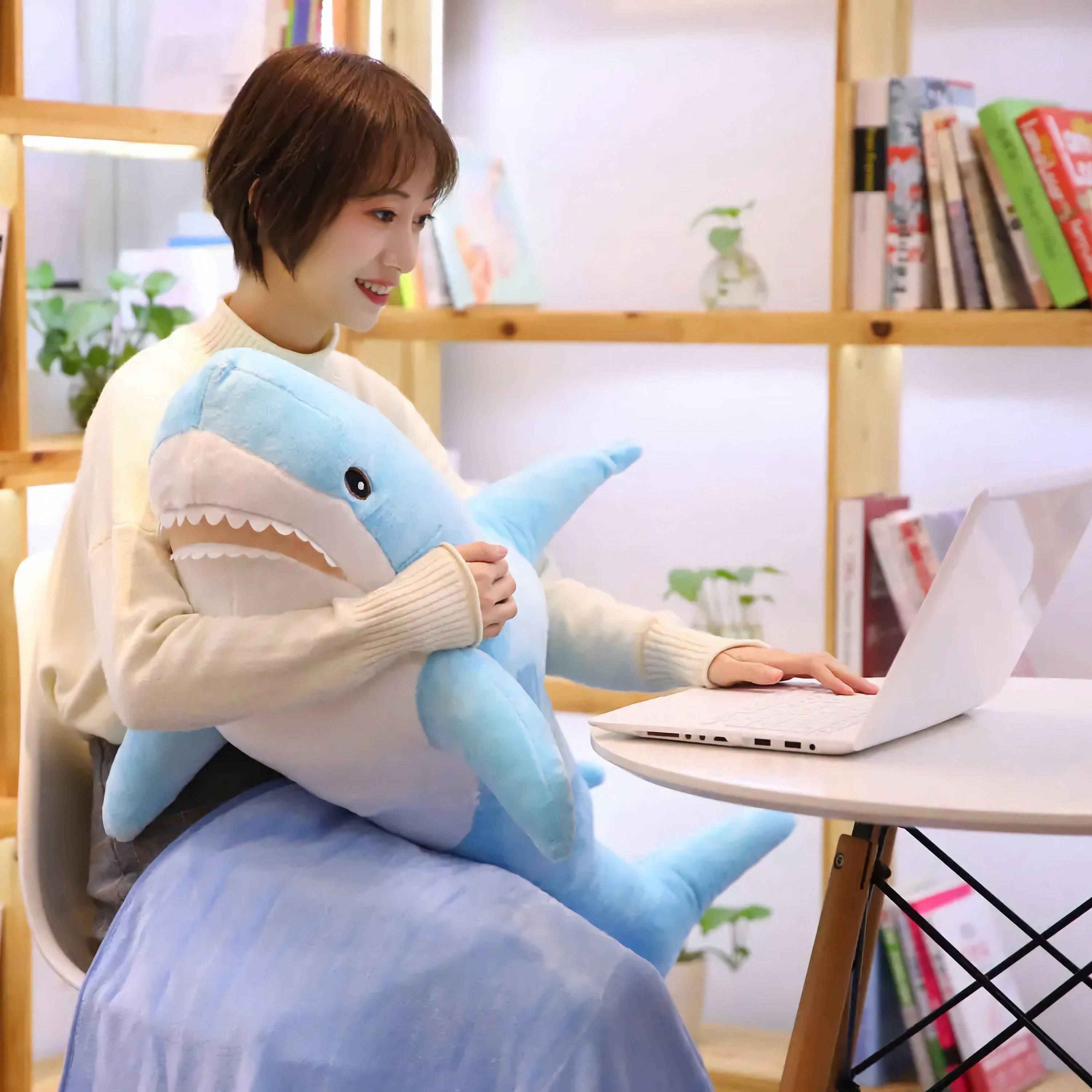 Reef Shark Plush Blanket Set - Hops and Pops - Cute - Plushies - Kawaii - Shark Plush - Grinning Plush
