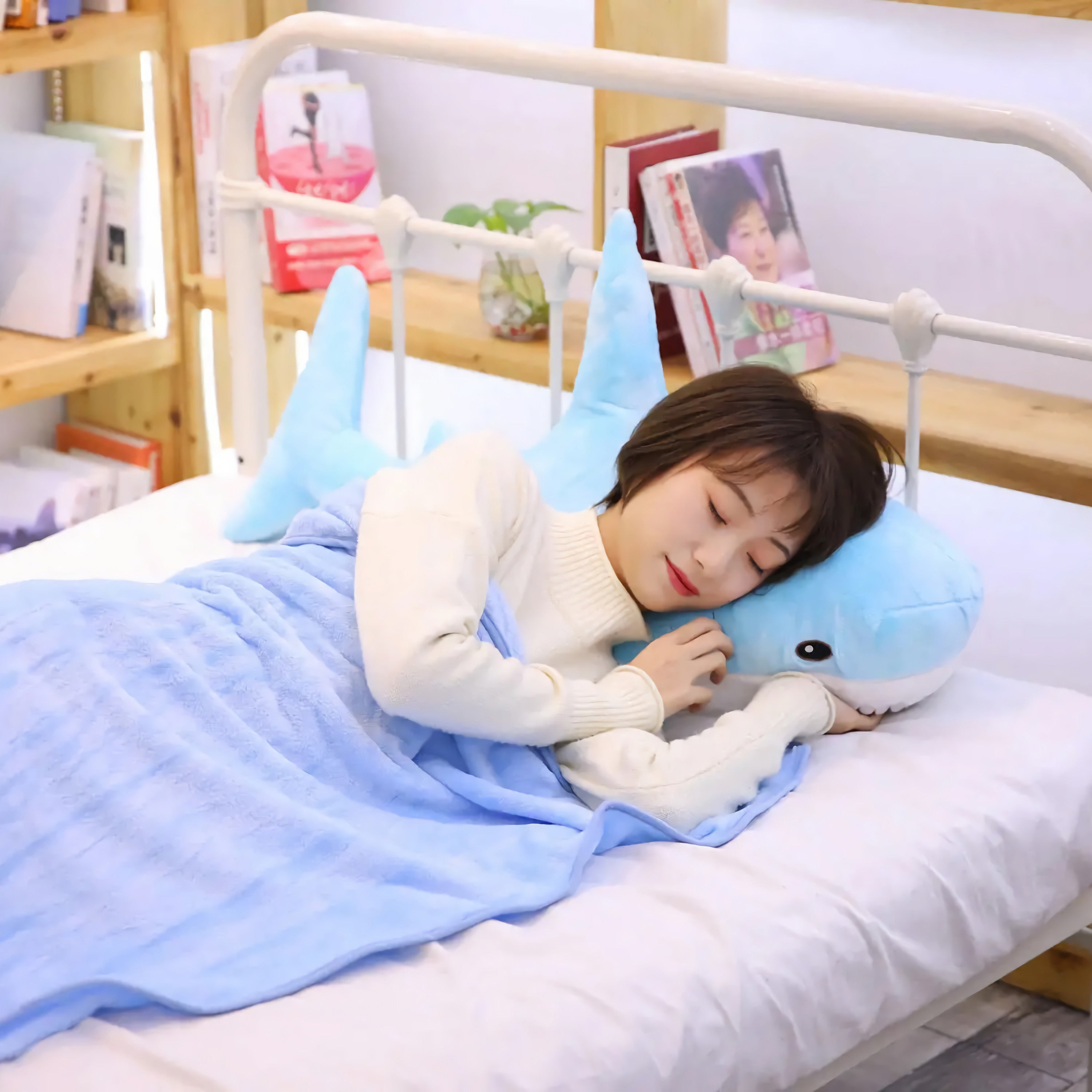 Reef Shark Plush Blanket Set - Hops and Pops - Cute - Plushies - Kawaii - Shark Plush - Stuffed Animals