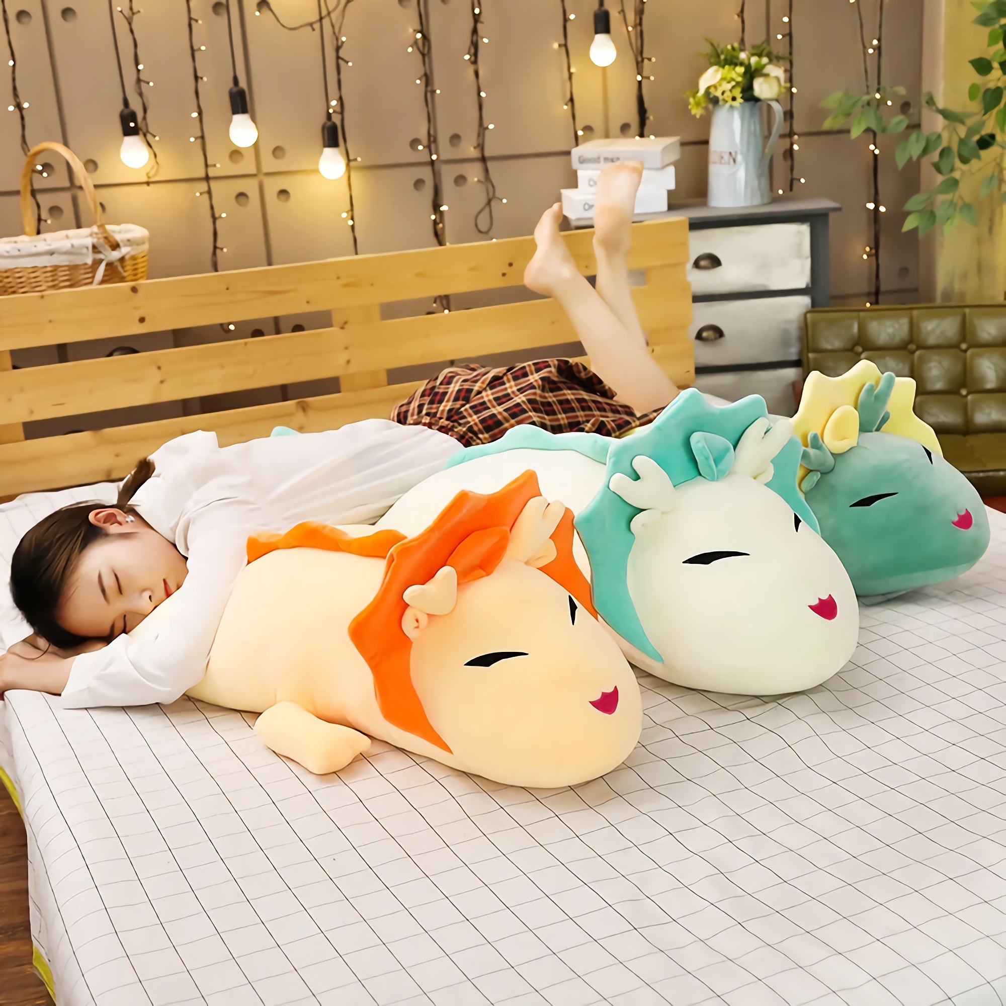 Serene Sky Dragons - Hops and Pops - Cute - Plushies - Kawaii - Dragon Plush - Yellow - Green - White