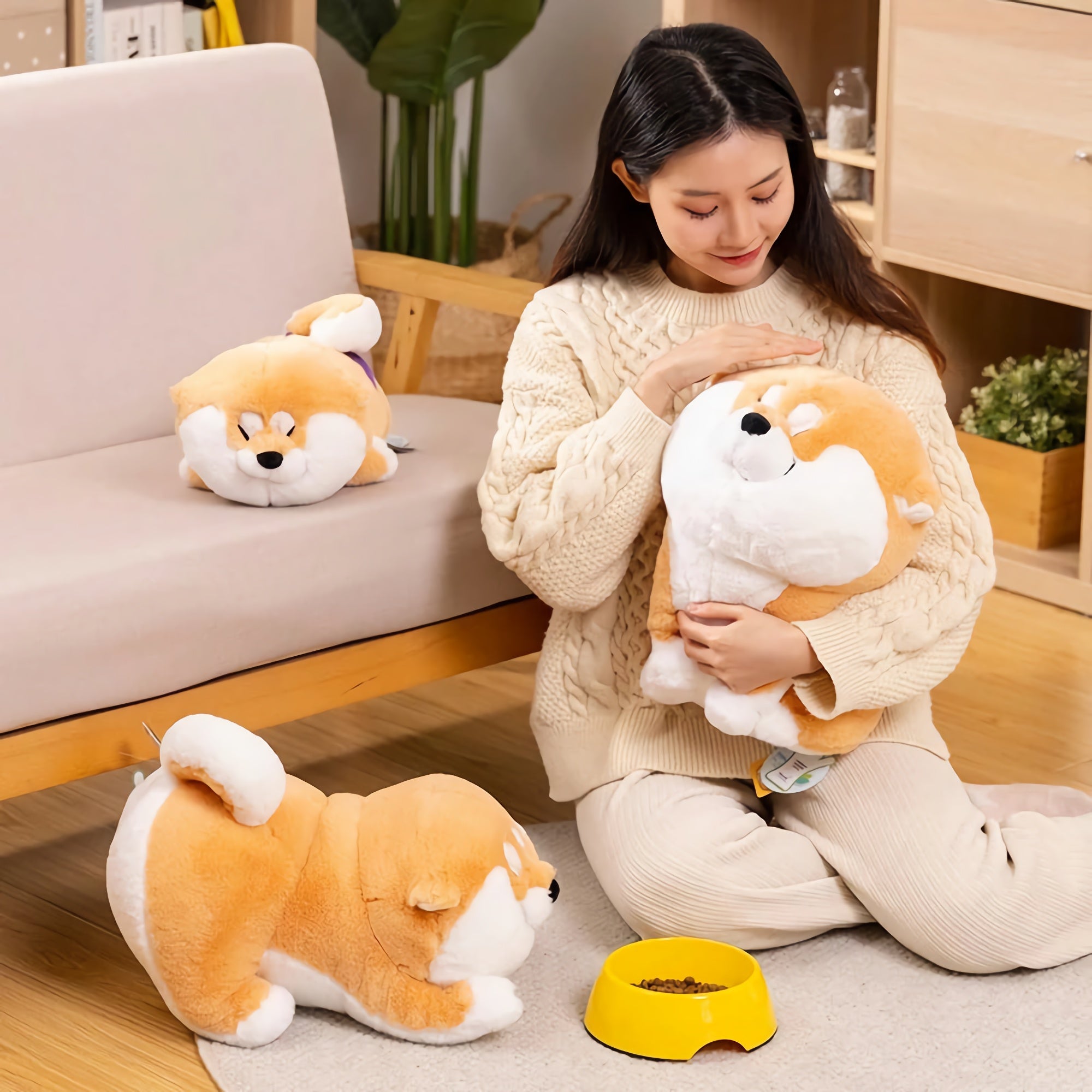 Shiba Squish Chubby & Cheerful Plushies - Hops and Pops - Cute - Plushies - Kawaii - Dog Plush - Shape: Round