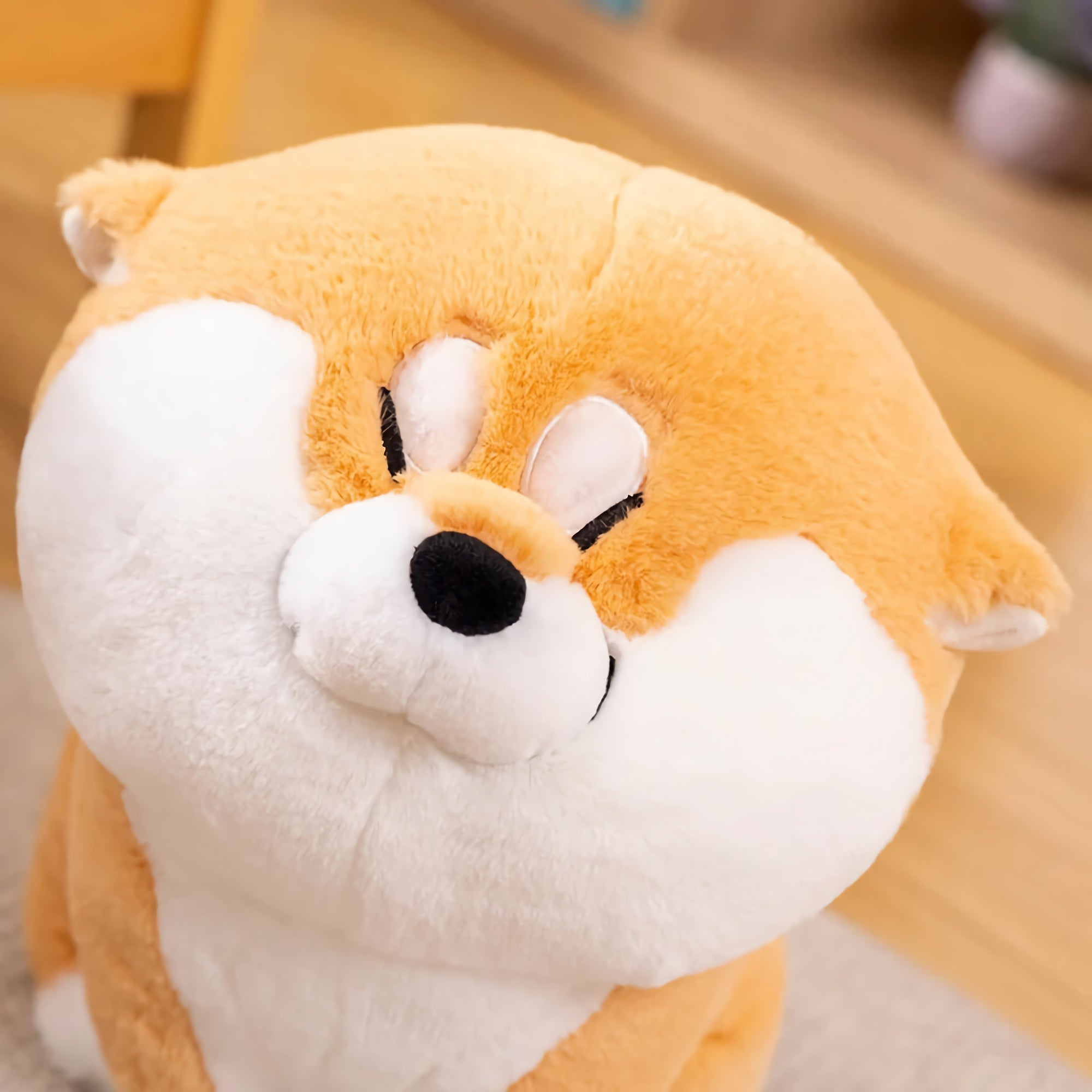 Shiba Squish Chubby & Cheerful Plushies - Hops and Pops - Cute - Plushies - Kawaii - Dog Plush - Beige - White
