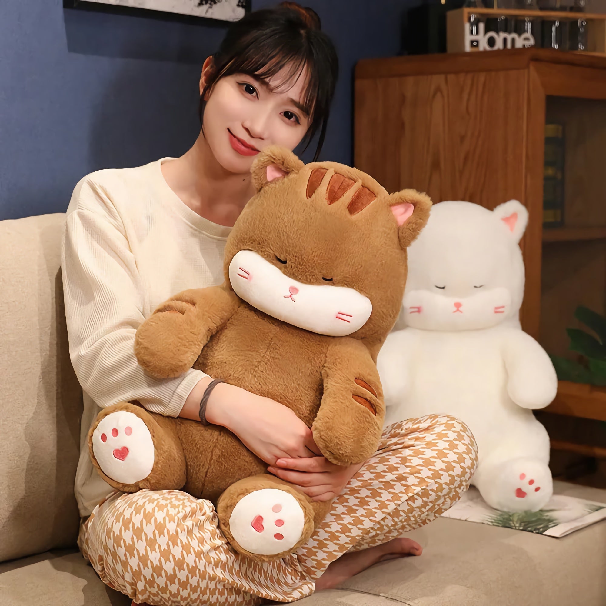 Snooze Paws Sleepy Cat Plushie - Hops and Pops - Cute - Plushies - Kawaii - Cat Plush - Shape: Fat/Chubby