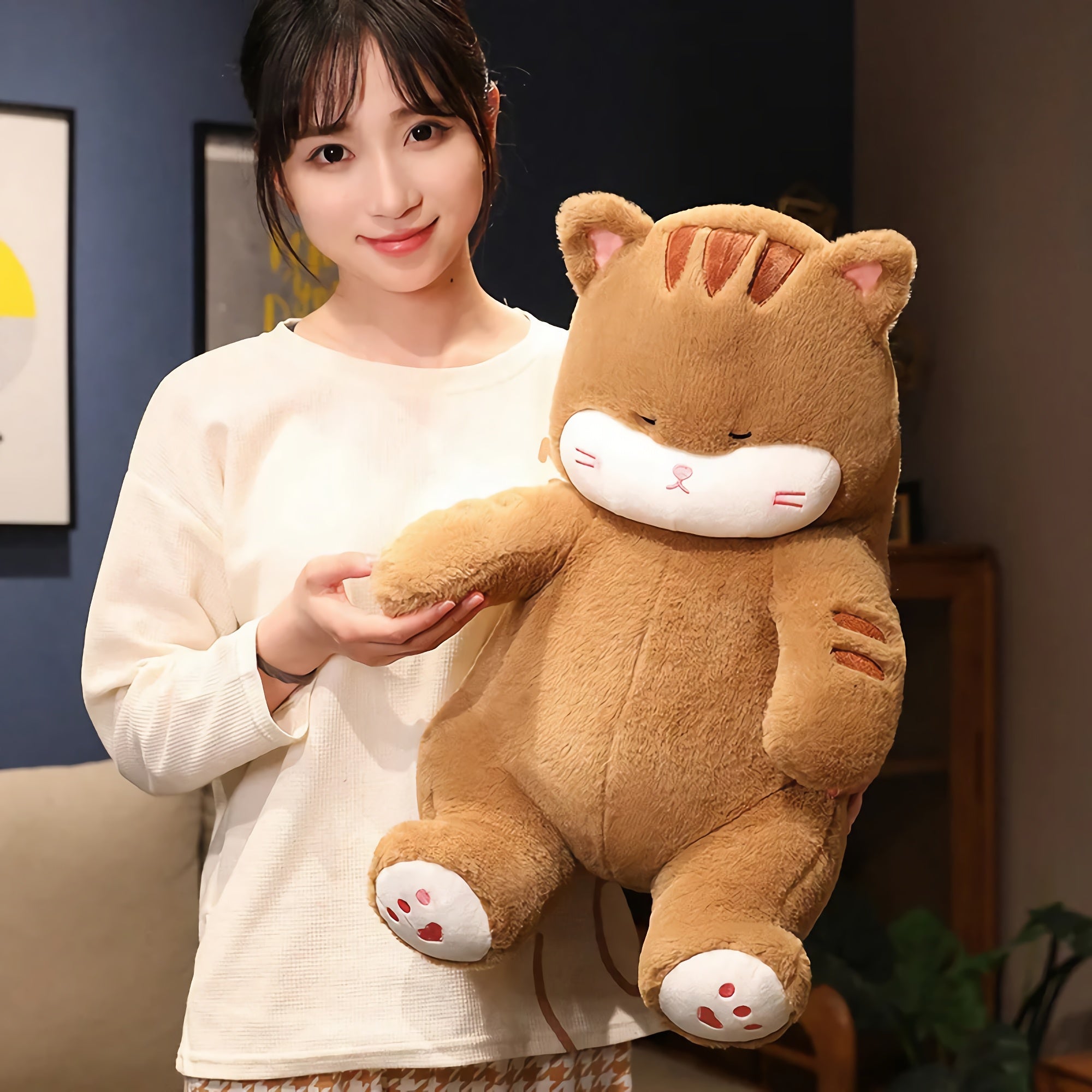 Snooze Paws Sleepy Cat Plushie - Hops and Pops - Cute - Plushies - Kawaii - Cat Plush - Stuffed Animals