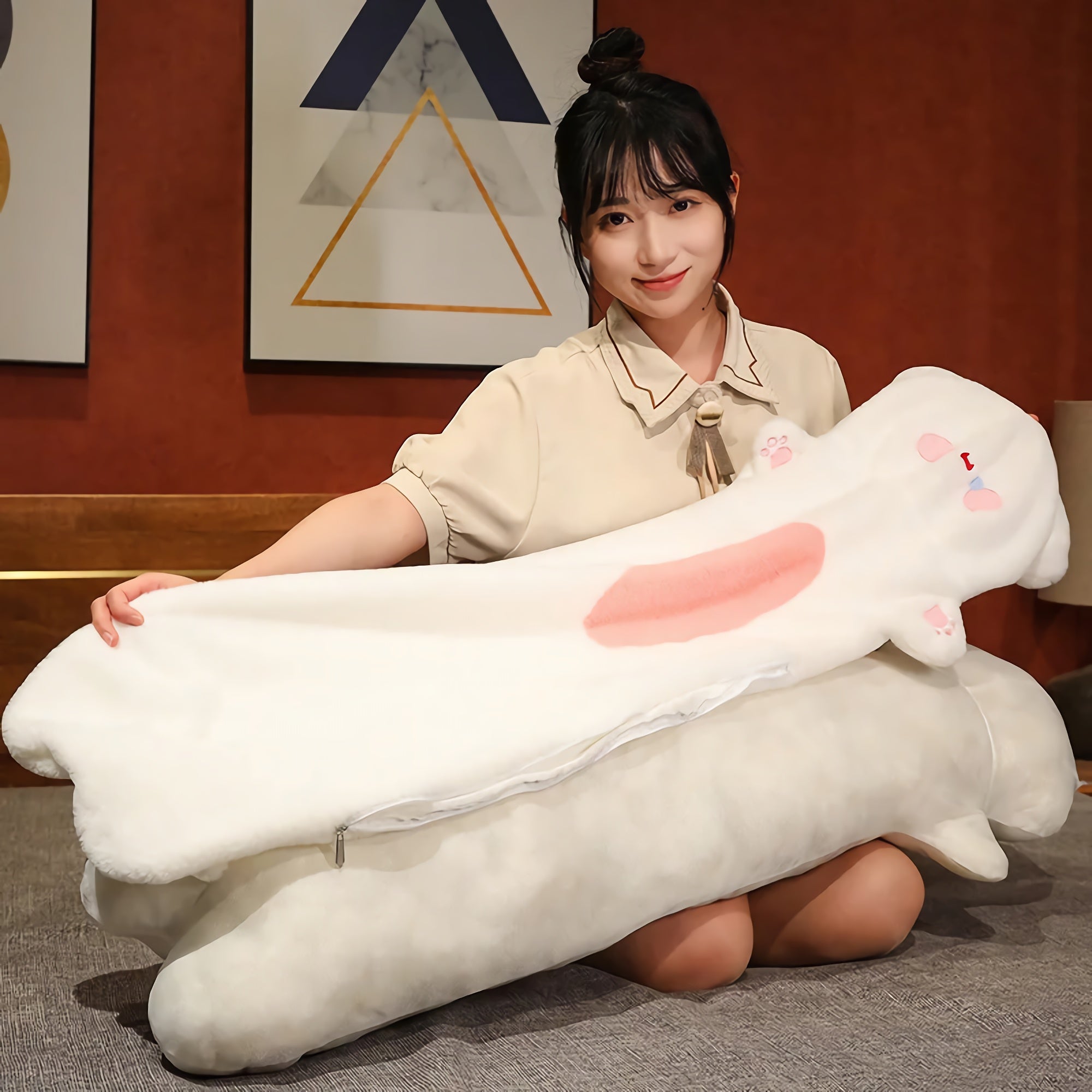 Snoozy Pup Pillars Puppy Plushies - Hops and Pops - Cute - Plushies - Kawaii - Dog Plush - Blushing Plush