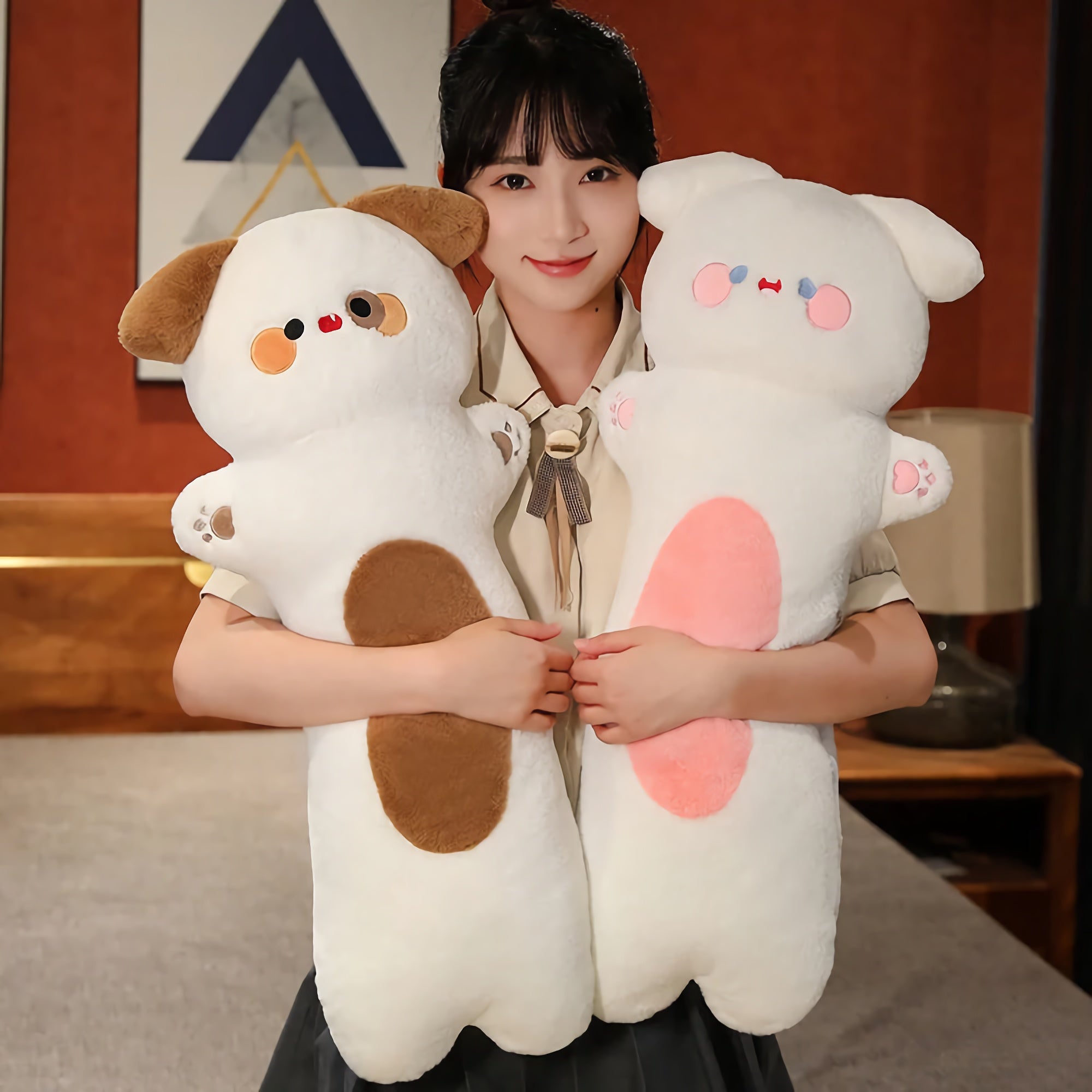 Snoozy Pup Pillars Puppy Plushies - Hops and Pops - Cute - Plushies - Kawaii - Dog Plush - Stuffed Animals