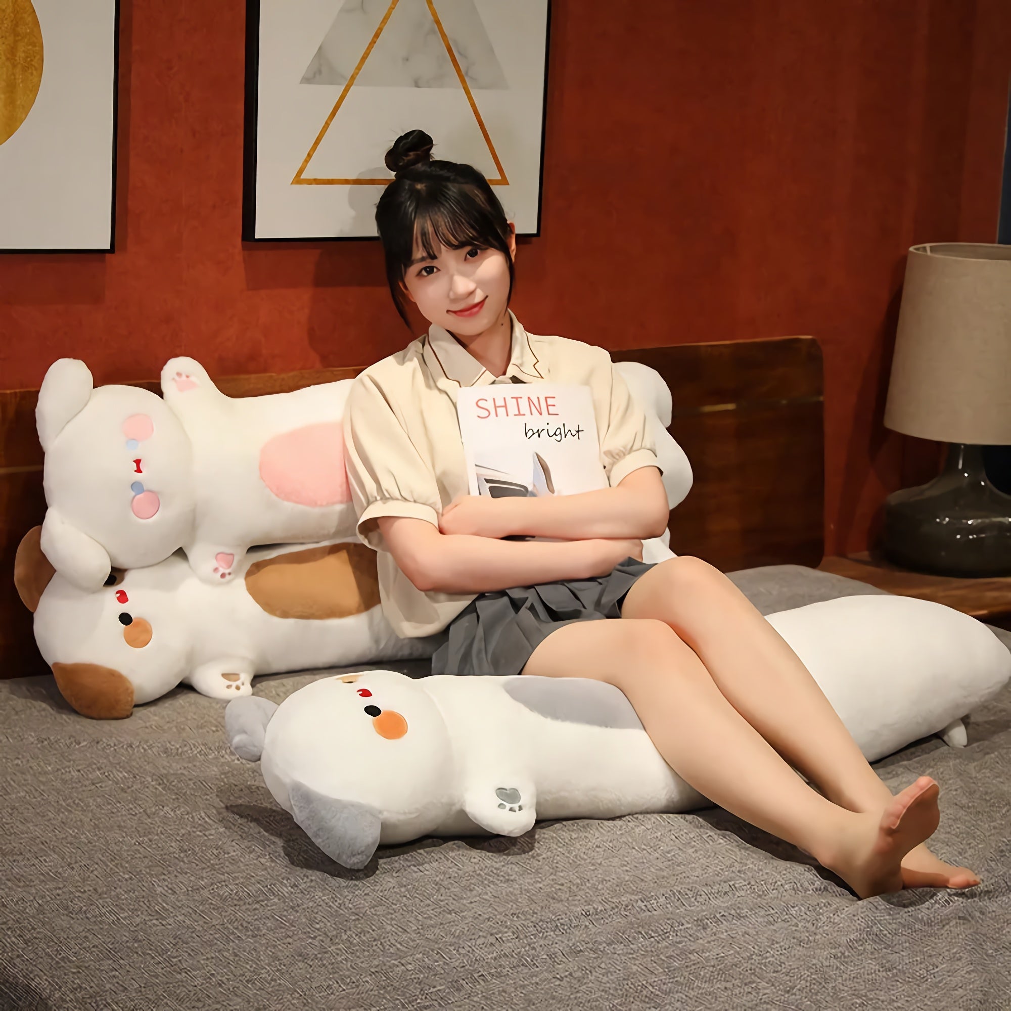 Snoozy Pup Pillars Puppy Plushies - Hops and Pops - Cute - Plushies - Kawaii - Dog Plush - Stuffed Animals