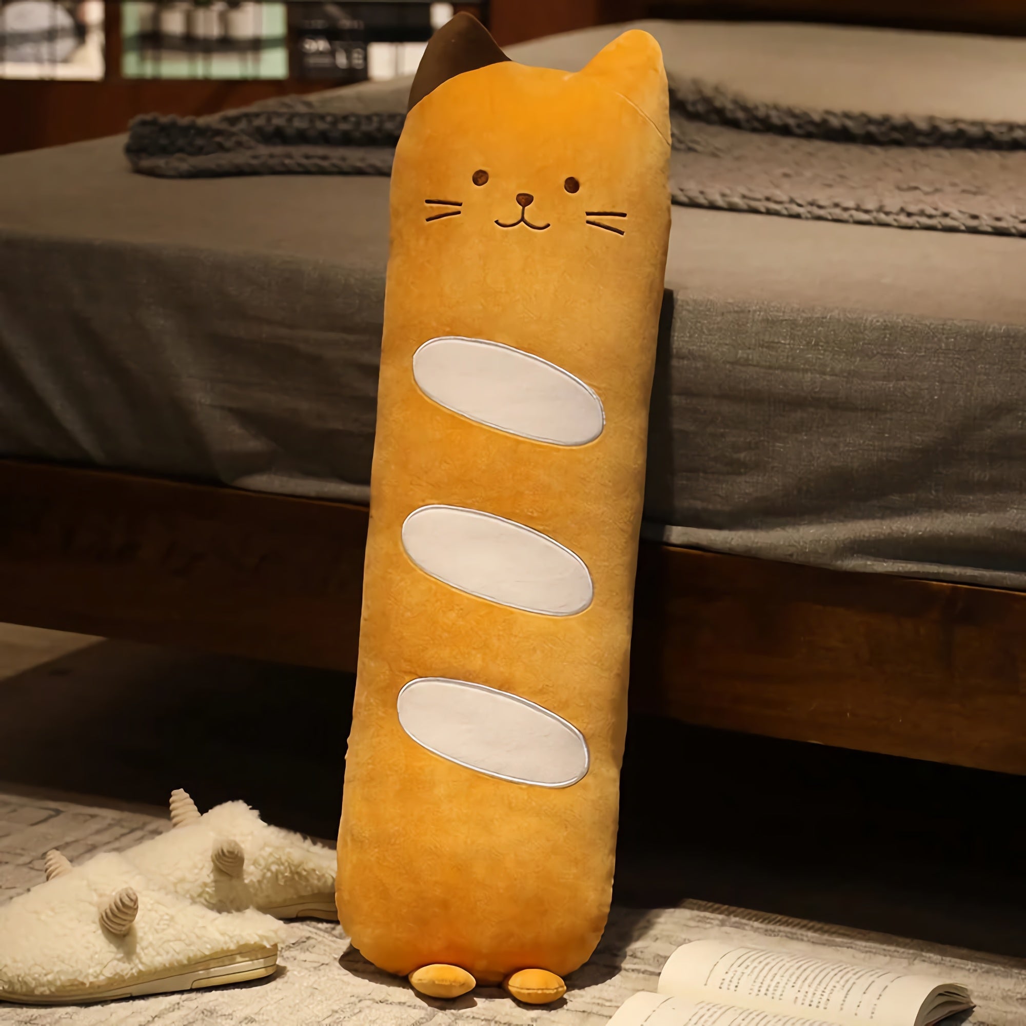 Snuggle Loaf Cat Bolster Pillow - Hops and Pops - Cute - Plushies - Kawaii - Cat Plush - Happy Plush