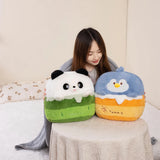 SnuggleBites 2-in-1 Plush Pillow & Cozy Blanket Set - Hops and Pops - Cute - Plushies - Kawaii - Shape: Round