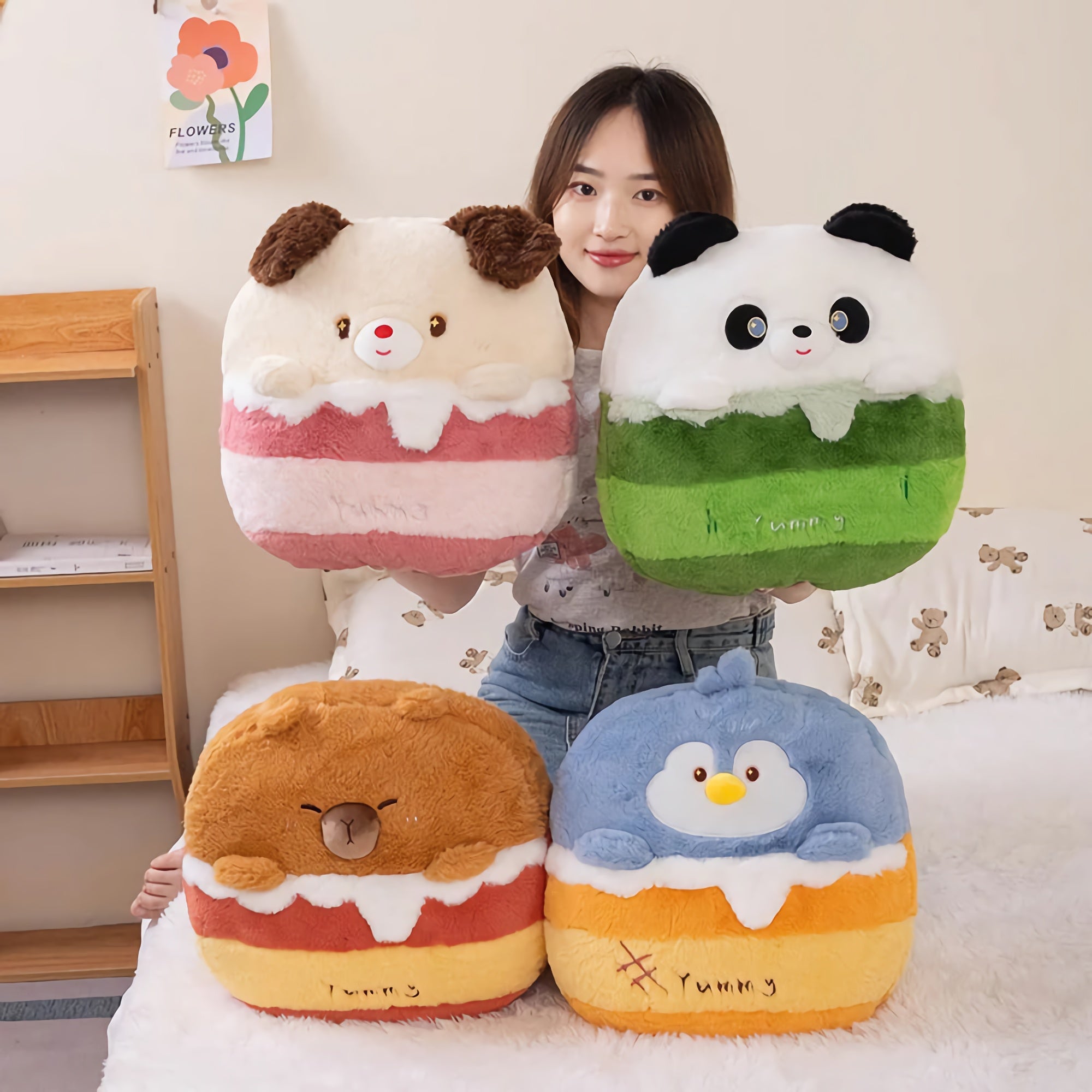 SnuggleBites 2-in-1 Plush Pillow & Cozy Blanket Set - Hops and Pops - Cute - Plushies - Kawaii - Happy Plush, Relaxed Plush