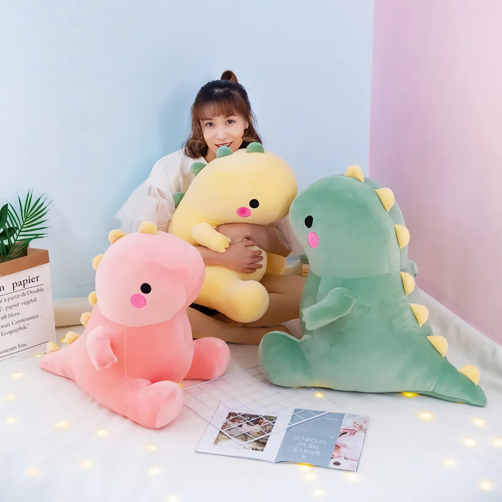 SnuggleDino Adorable Dinosaur Plush - Hops and Pops - Cute - Plushies - Kawaii - Dinosaur Plush - Size: Small - Size: Regular