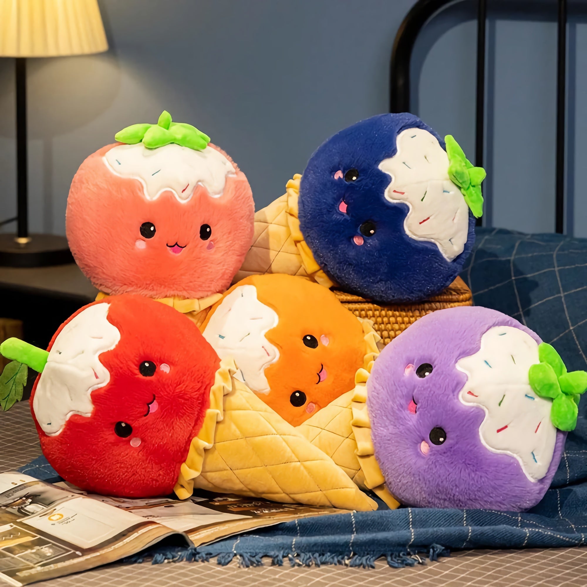 Sprinkle Swirl Scoops, Plush Ice Cream Cone Cuties - Hops and Pops - Cute - Plushies - Kawaii - Sweets Plush - Shape: Round
