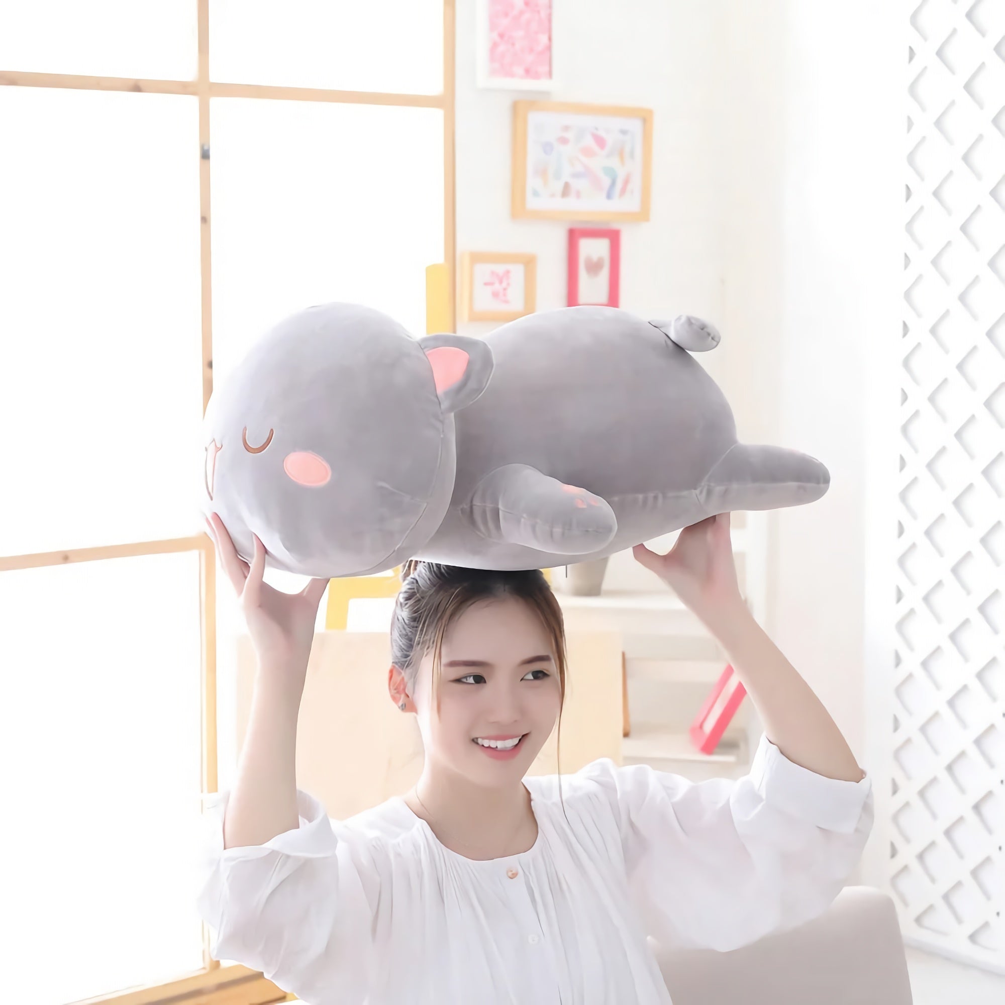 Squishy Stack Cats Adorably Plump Stuffed Animal Pillows - Hops and Pops - Cute - Plushies - Kawaii - Cat Plush - Stuffed Animals