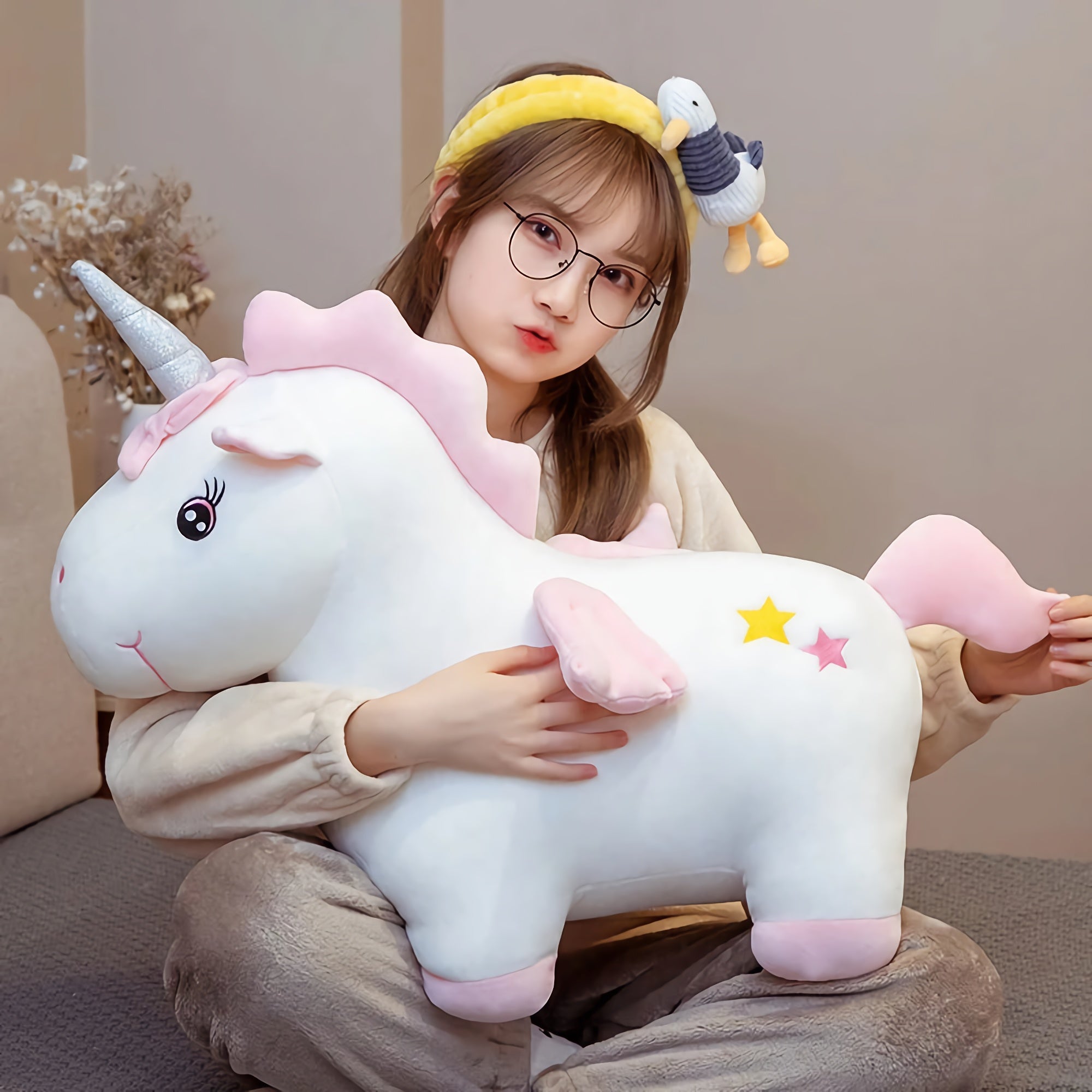 Starlit Stompers, Chunky Unicorn Plush Buddies - Hops and Pops - Cute - Plushies - Kawaii - Unicorn Plush - Blue - Pink - White